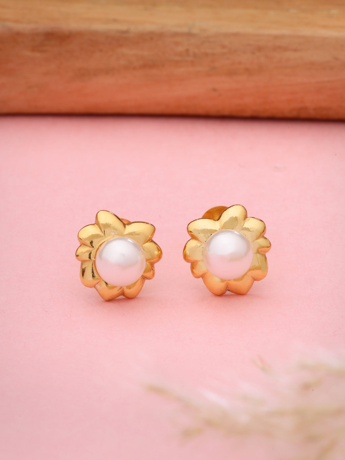 925 Sterling Silver Flower Bud Pearl Stud Earrings