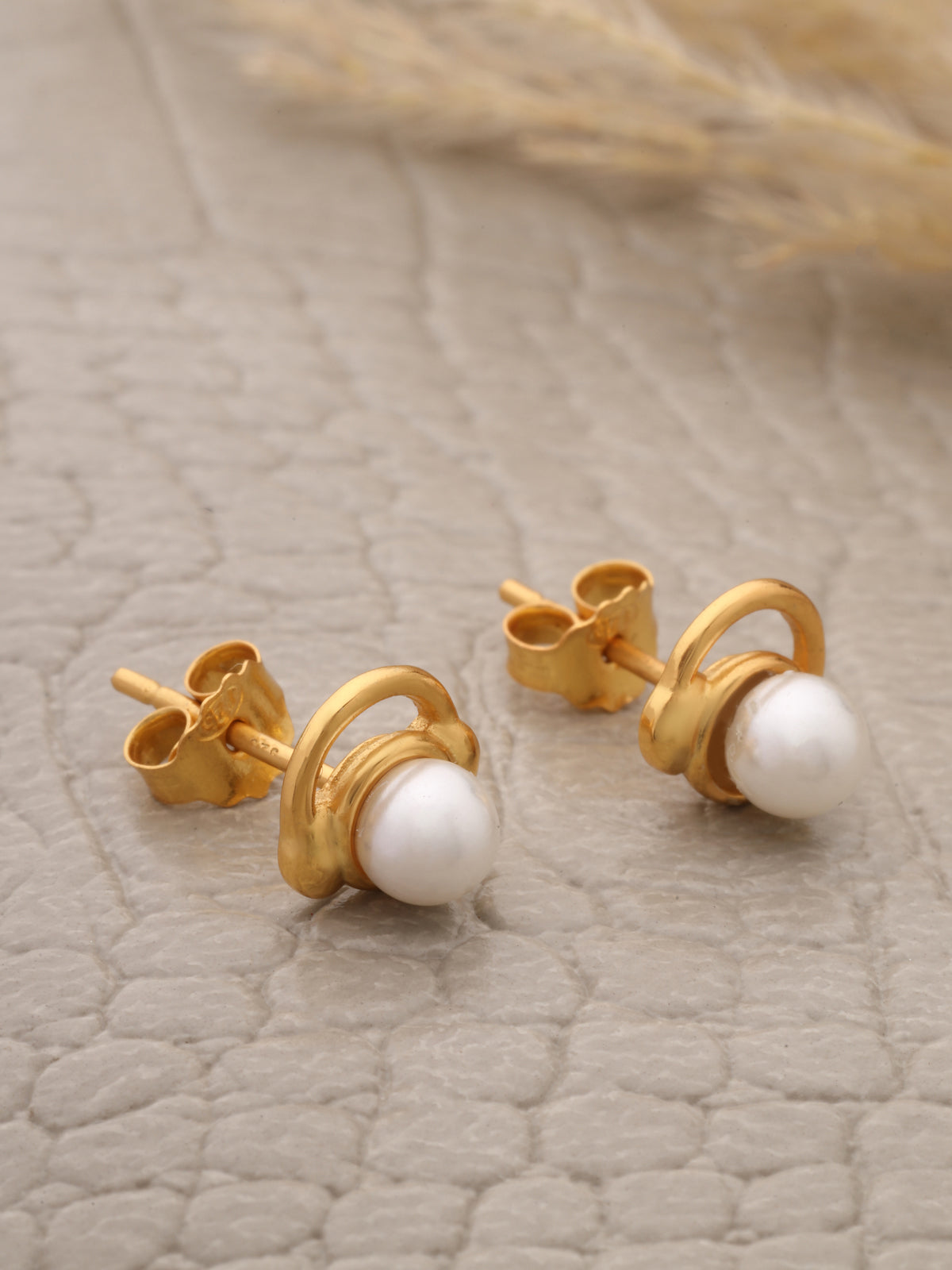 925 Sterling Silver Chic Pearl Ring Halo Stud Earrings