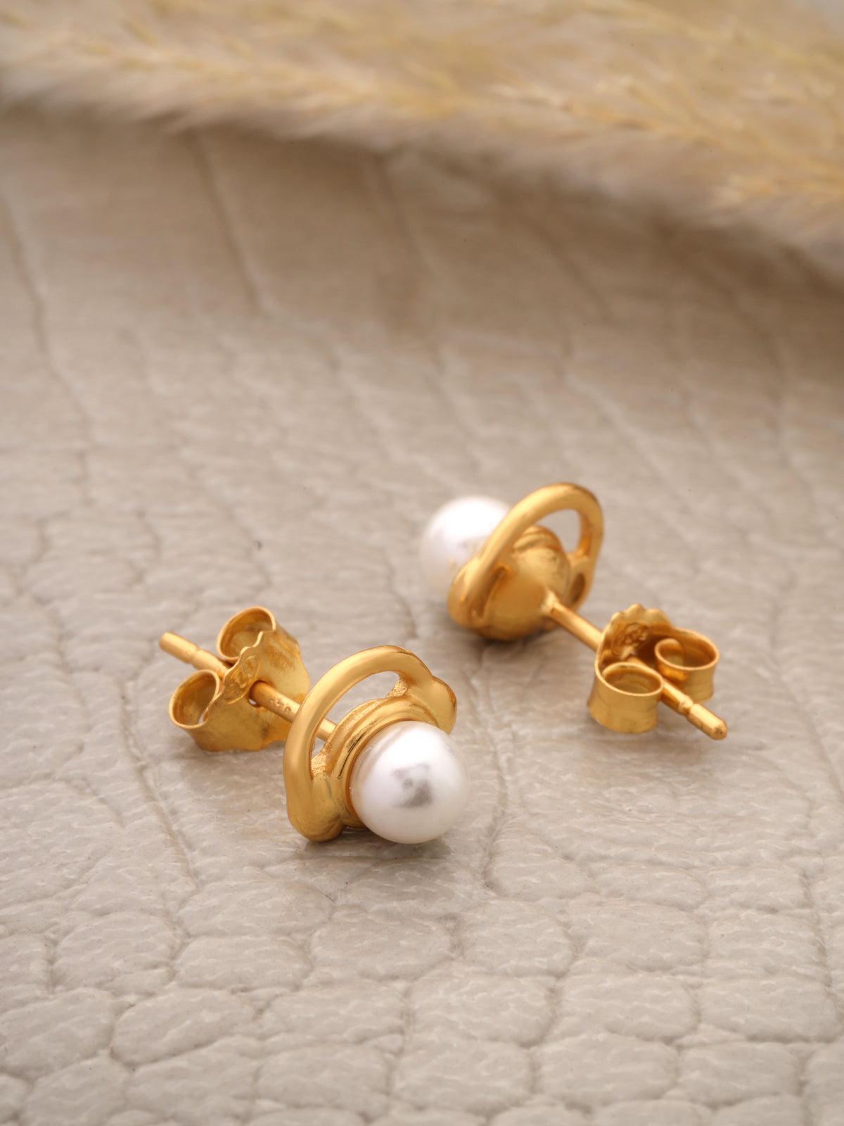 925 Sterling Silver Chic Pearl Ring Halo Stud Earrings