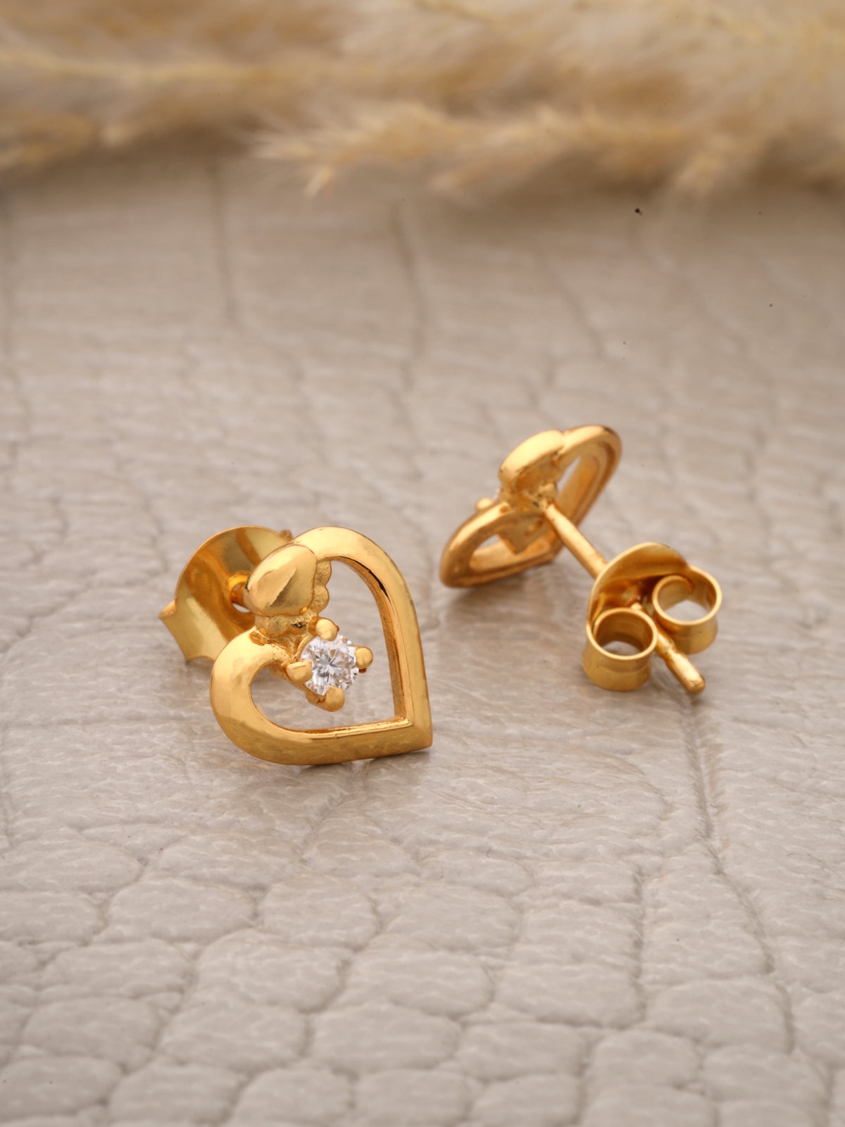 Moissanite Stud Earrings in 925 Sterling Silver with Gold Plating