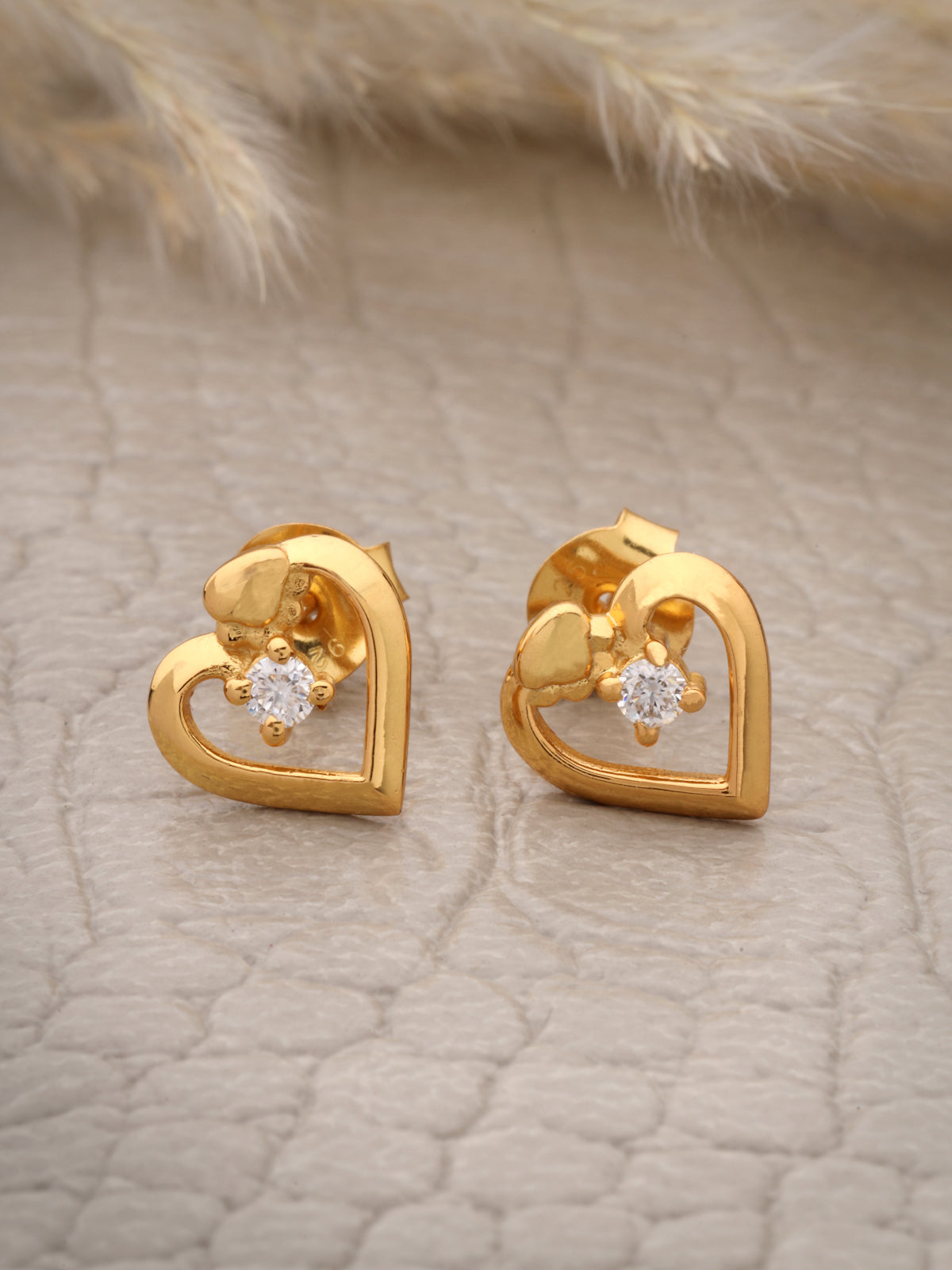 Moissanite Stud Earrings in 925 Sterling Silver with Gold Plating