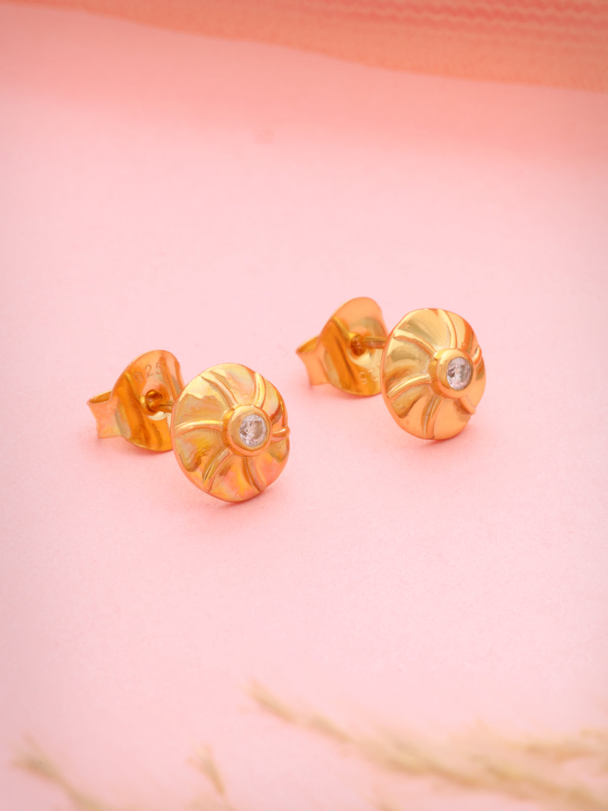 Sunburst Moissanite Stud Earrings in Gold Plated 925 Sterling Silver