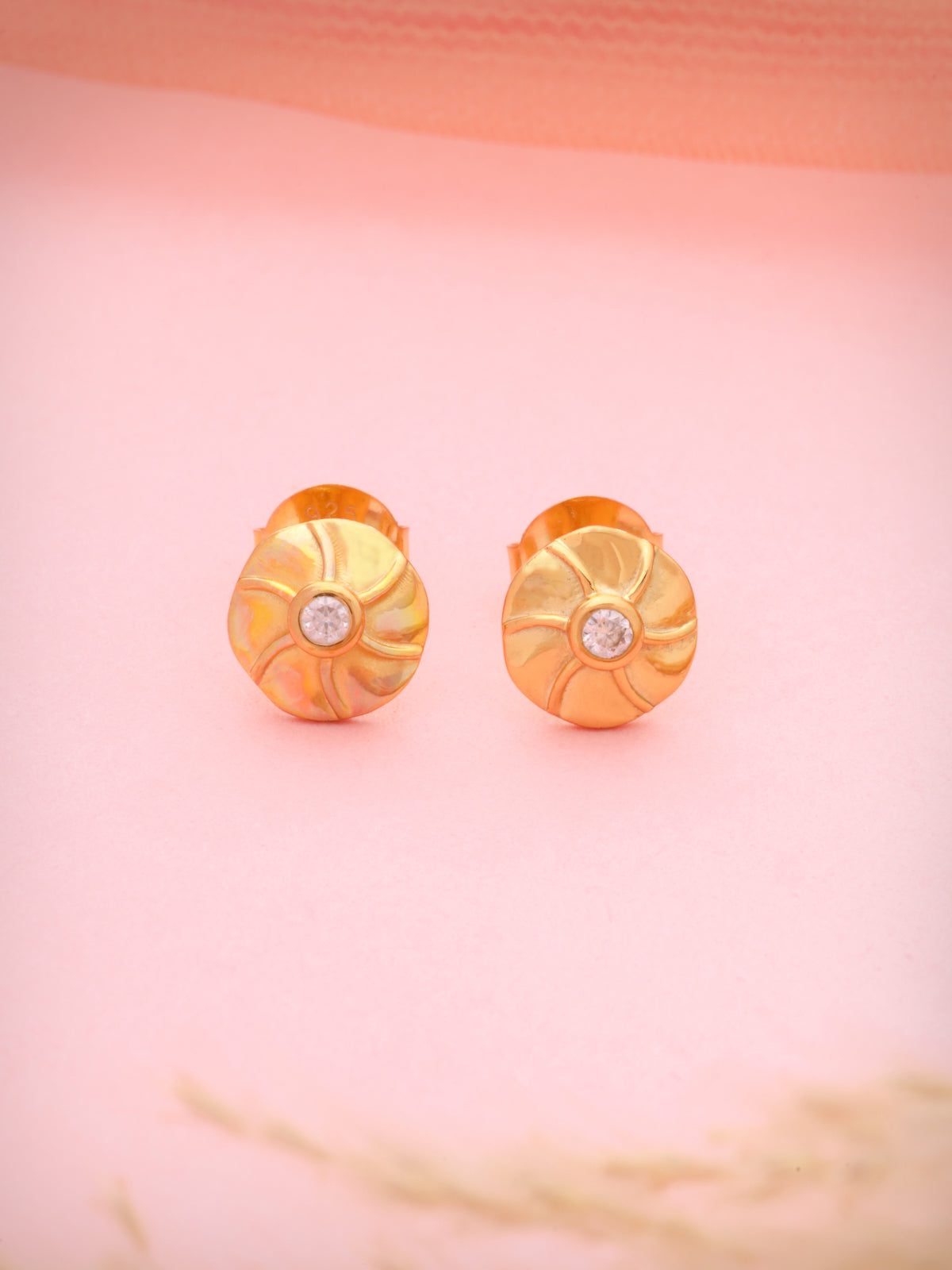 Sunburst Moissanite Stud Earrings in Gold Plated 925 Sterling Silver