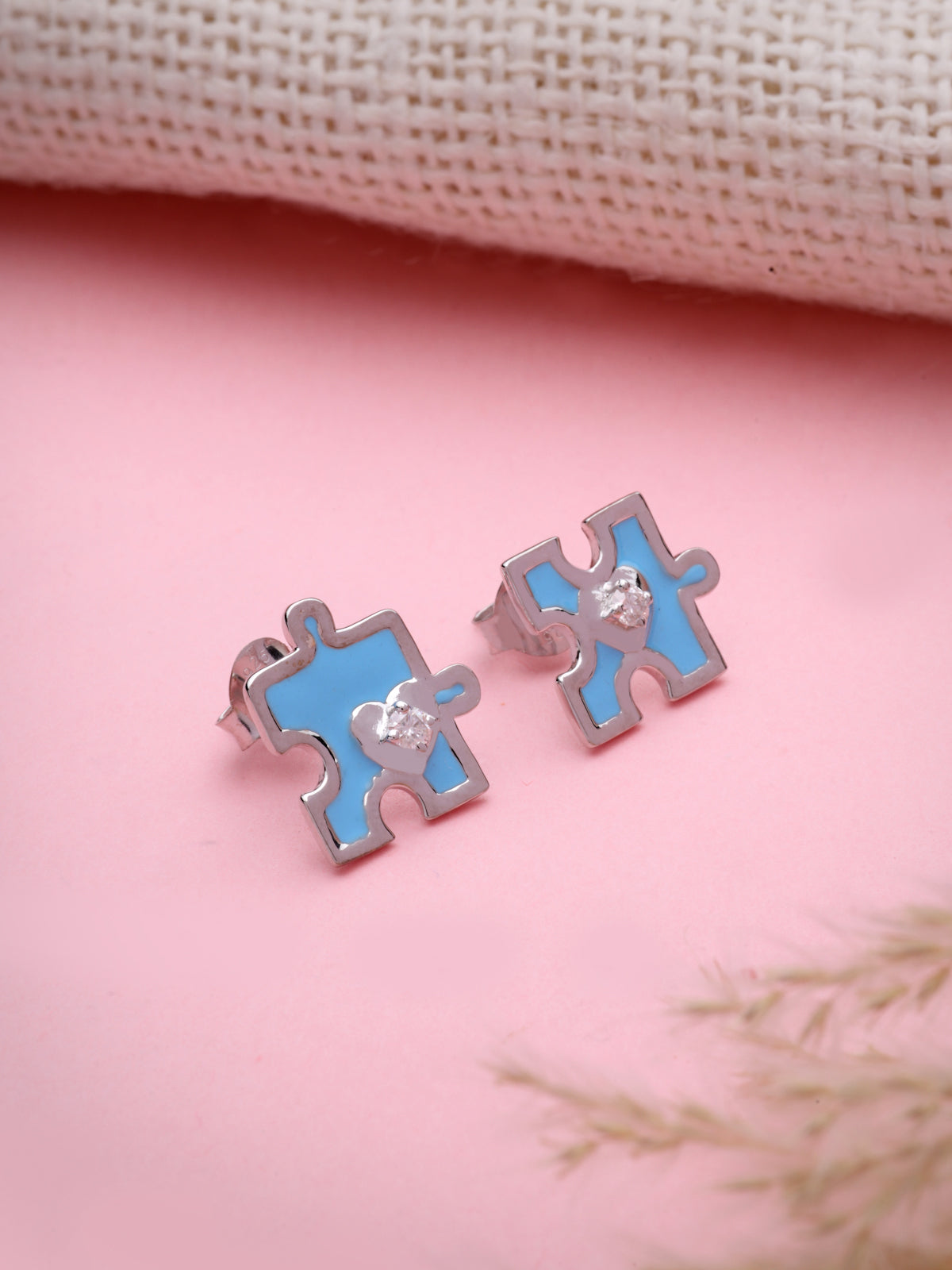 Moissanite Stud Earrings in 925 Sterling Silver with Rhodium Plating
