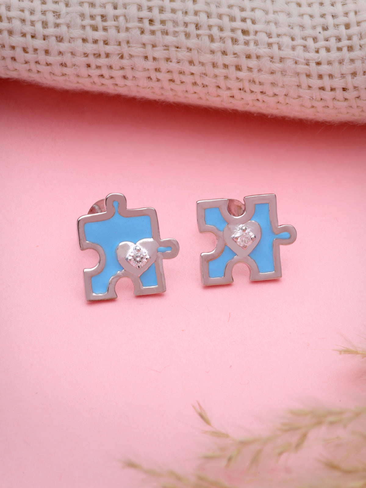 Moissanite Stud Earrings in 925 Sterling Silver with Rhodium Plating