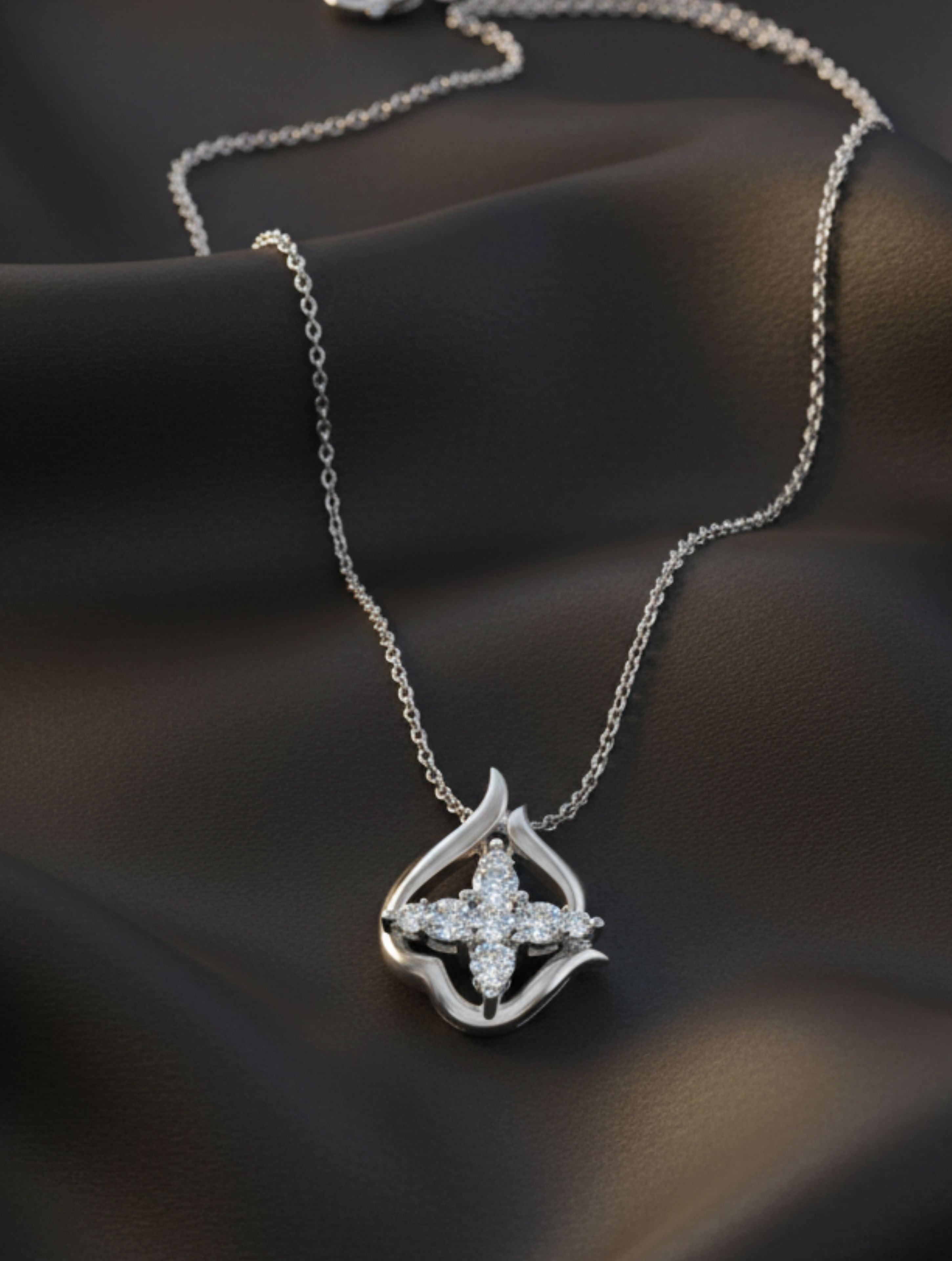 Abstract Geometric Moissanite 925 Sterling Silver Pendant For Women