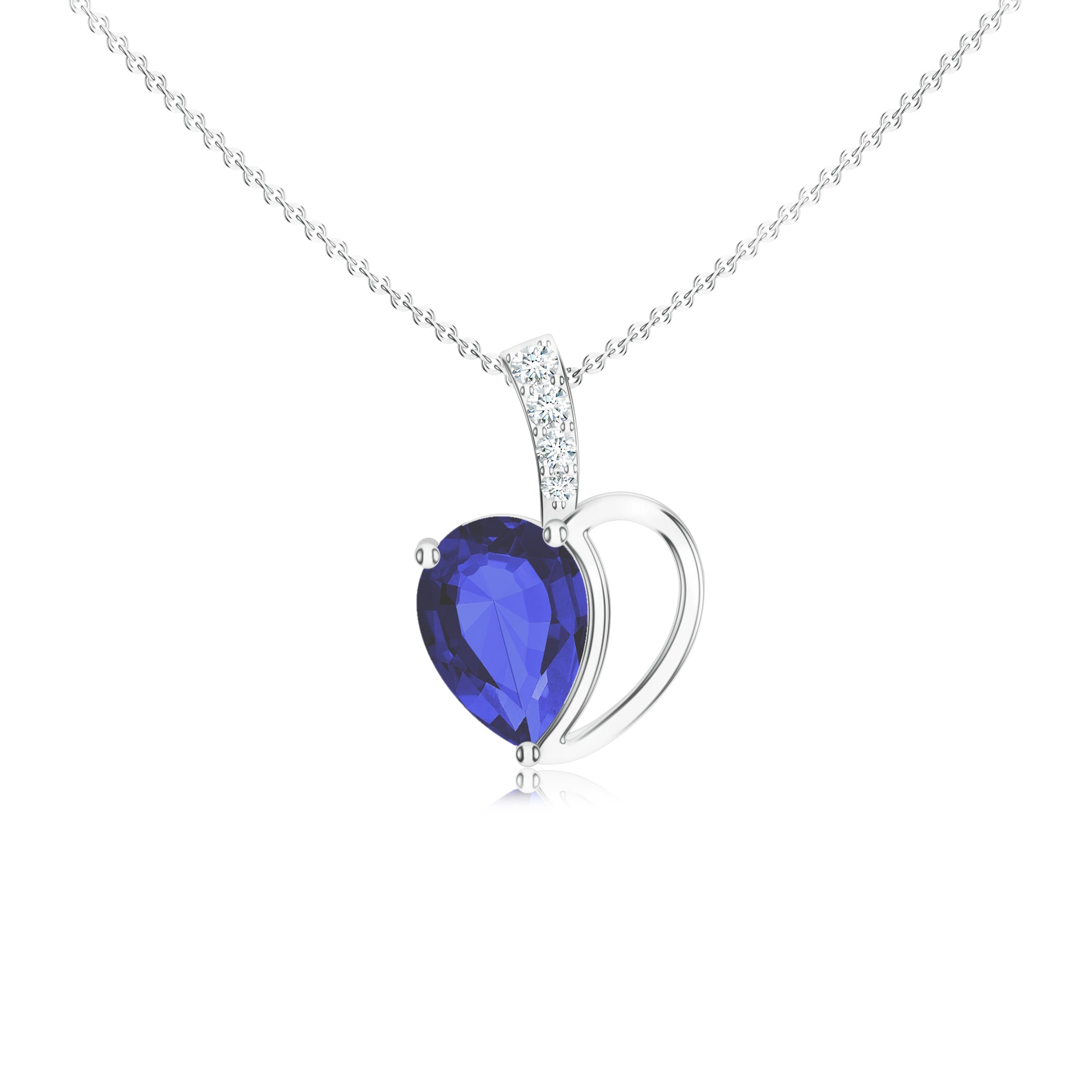 Heart Iolite and Moissanite 925 Sterling Silver Pendant For Women