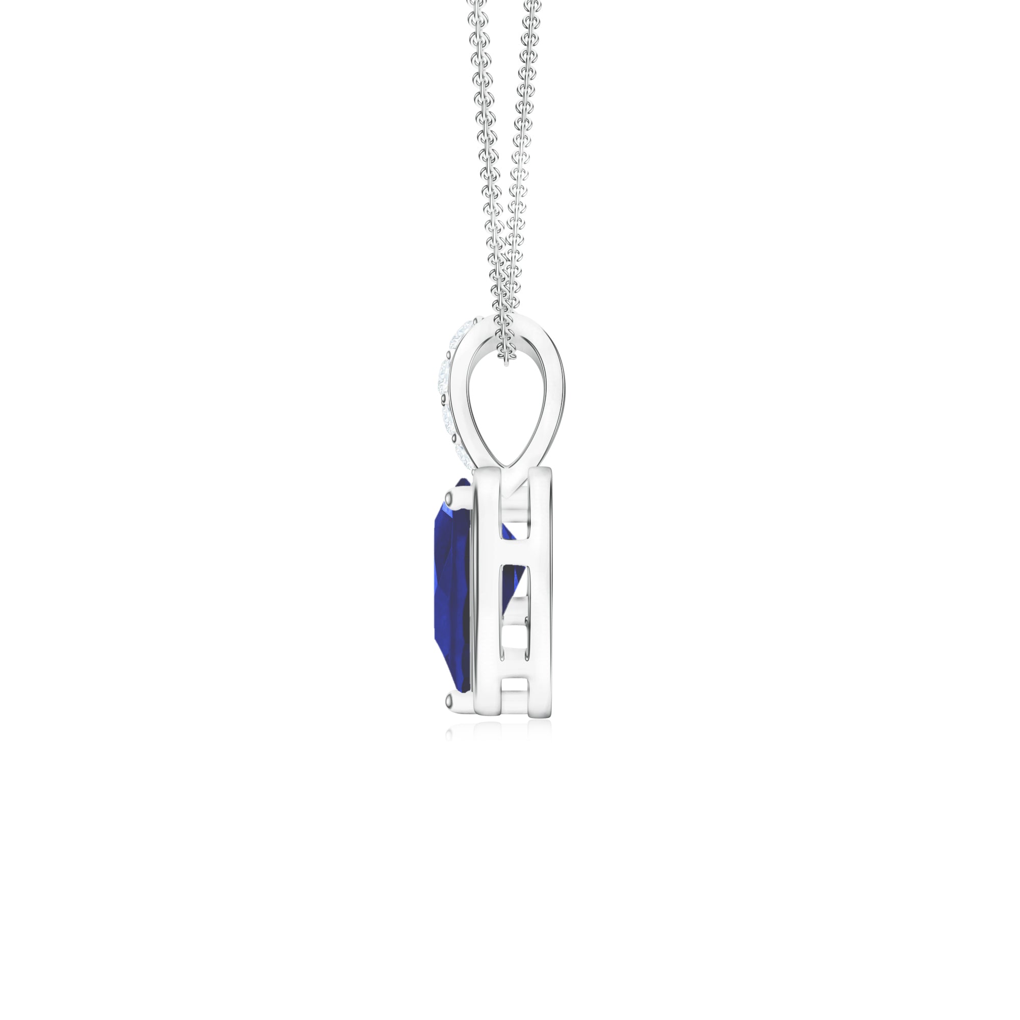 Heart Iolite and Moissanite Silver Pendant