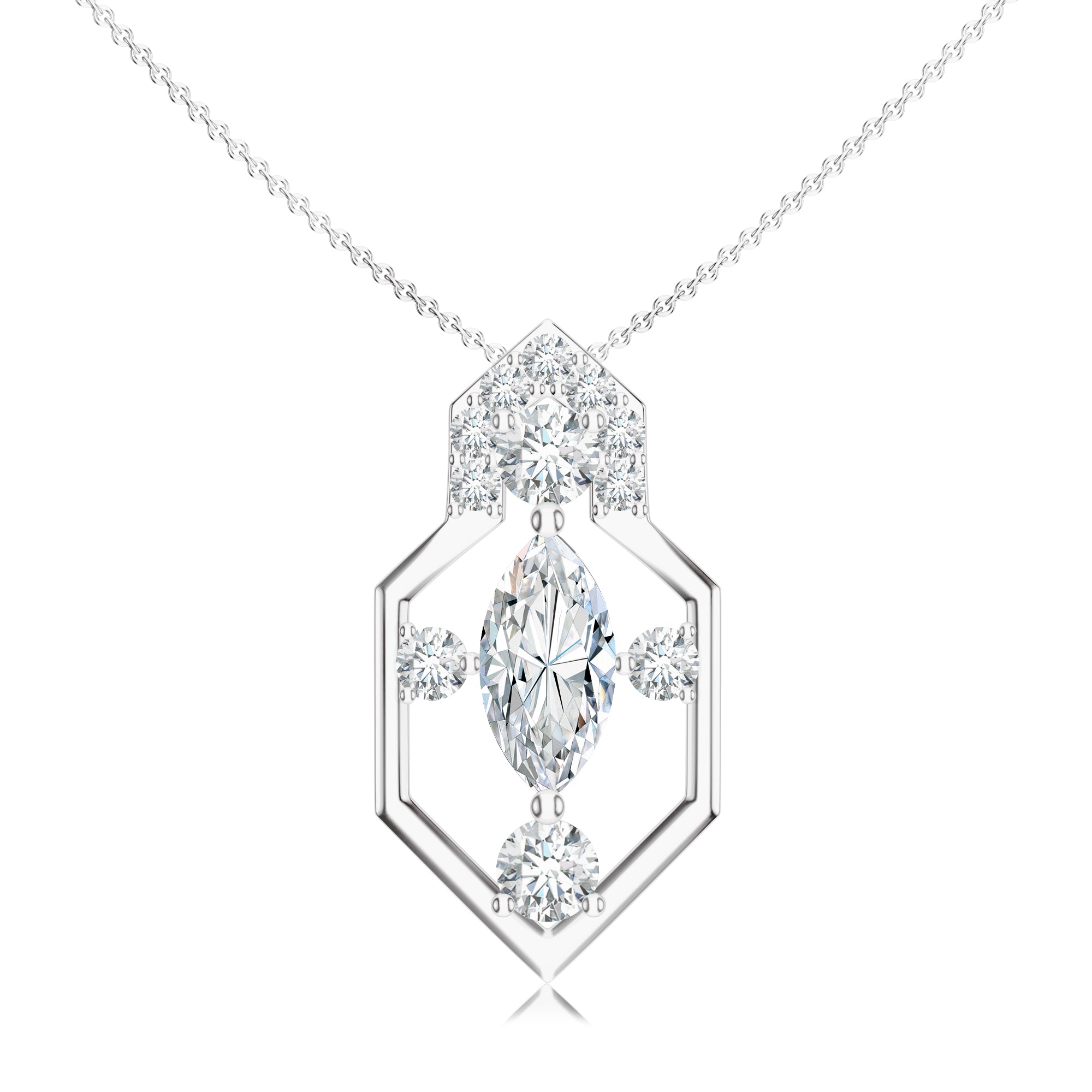 Geometrical Moissanite Silver Pendant