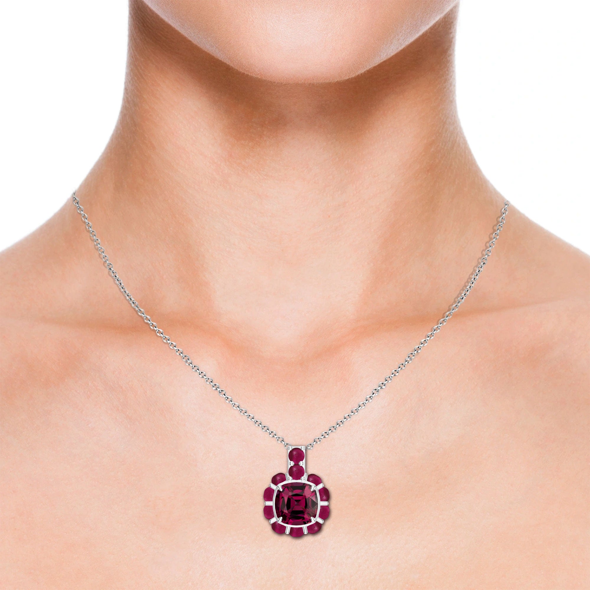 Rhodolite Garnet Silver Pendant