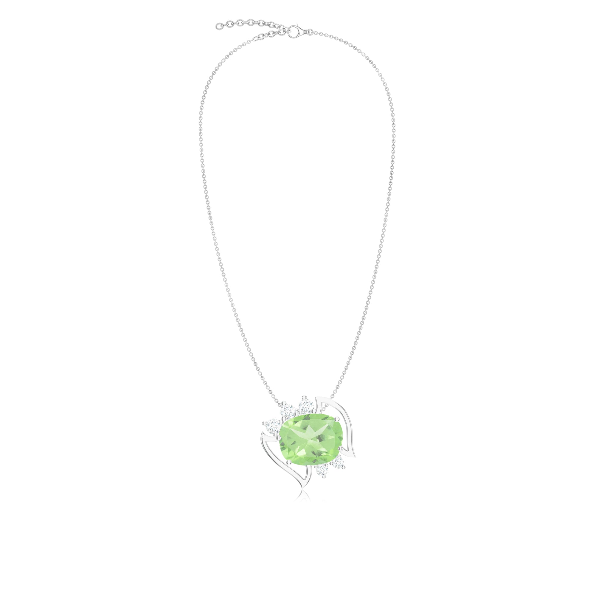 Green Amethyst & Moissanite Geometric Silver Pendant