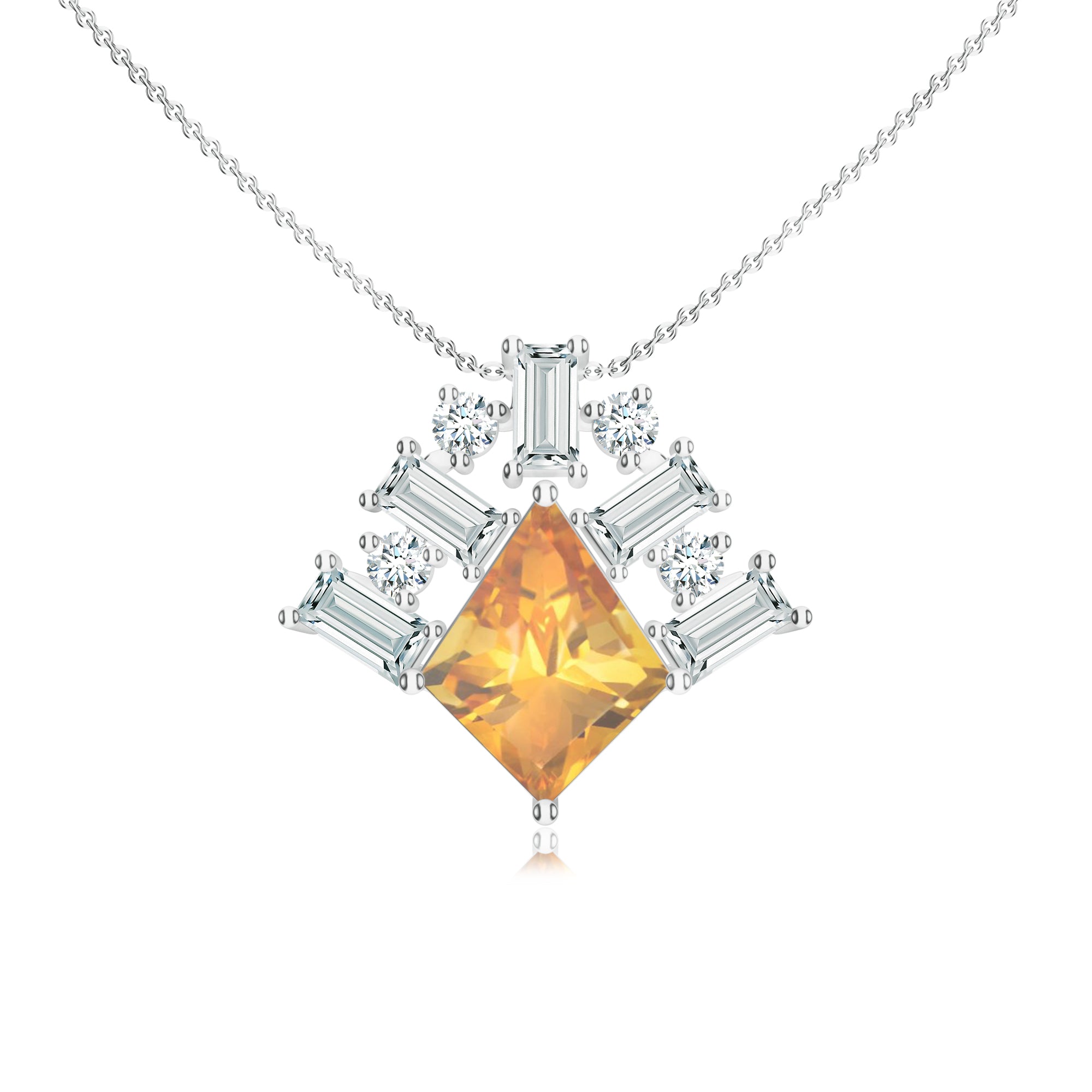 Citrine and Moissanite Geometric Silver Pendant