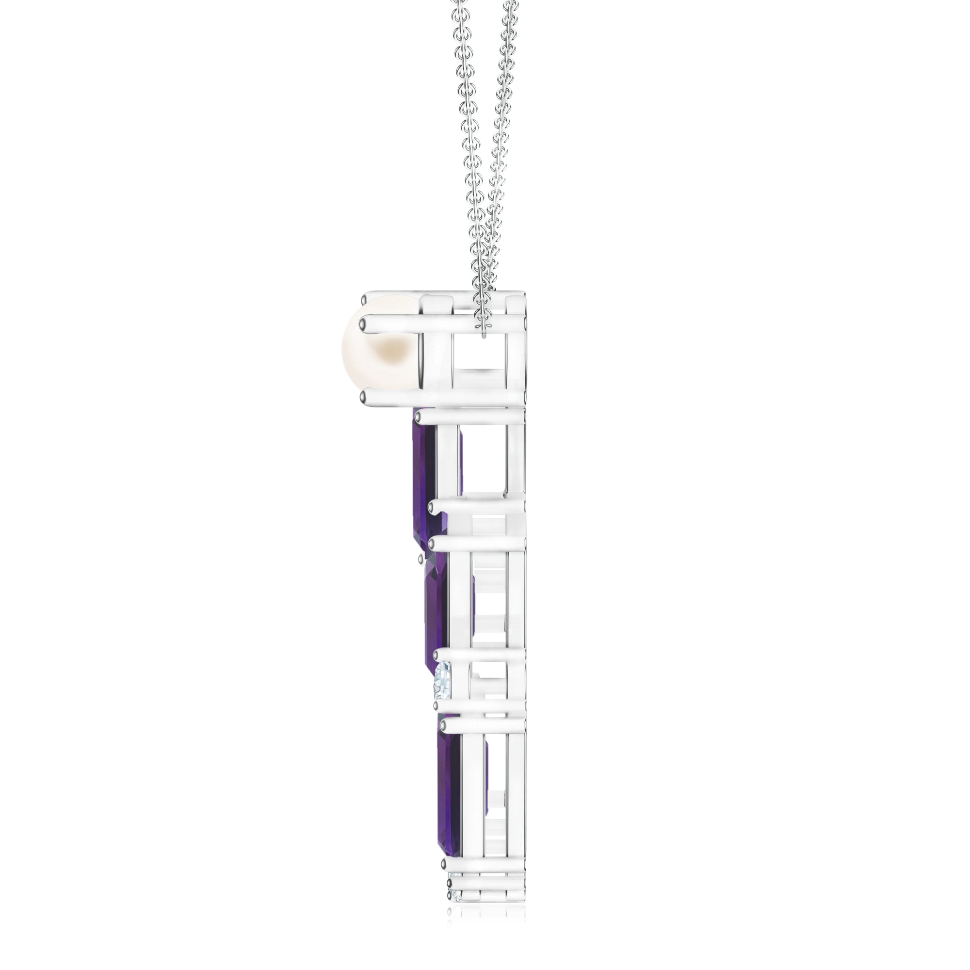 Amethyst & Moissanite Symmetric Silver Pendant