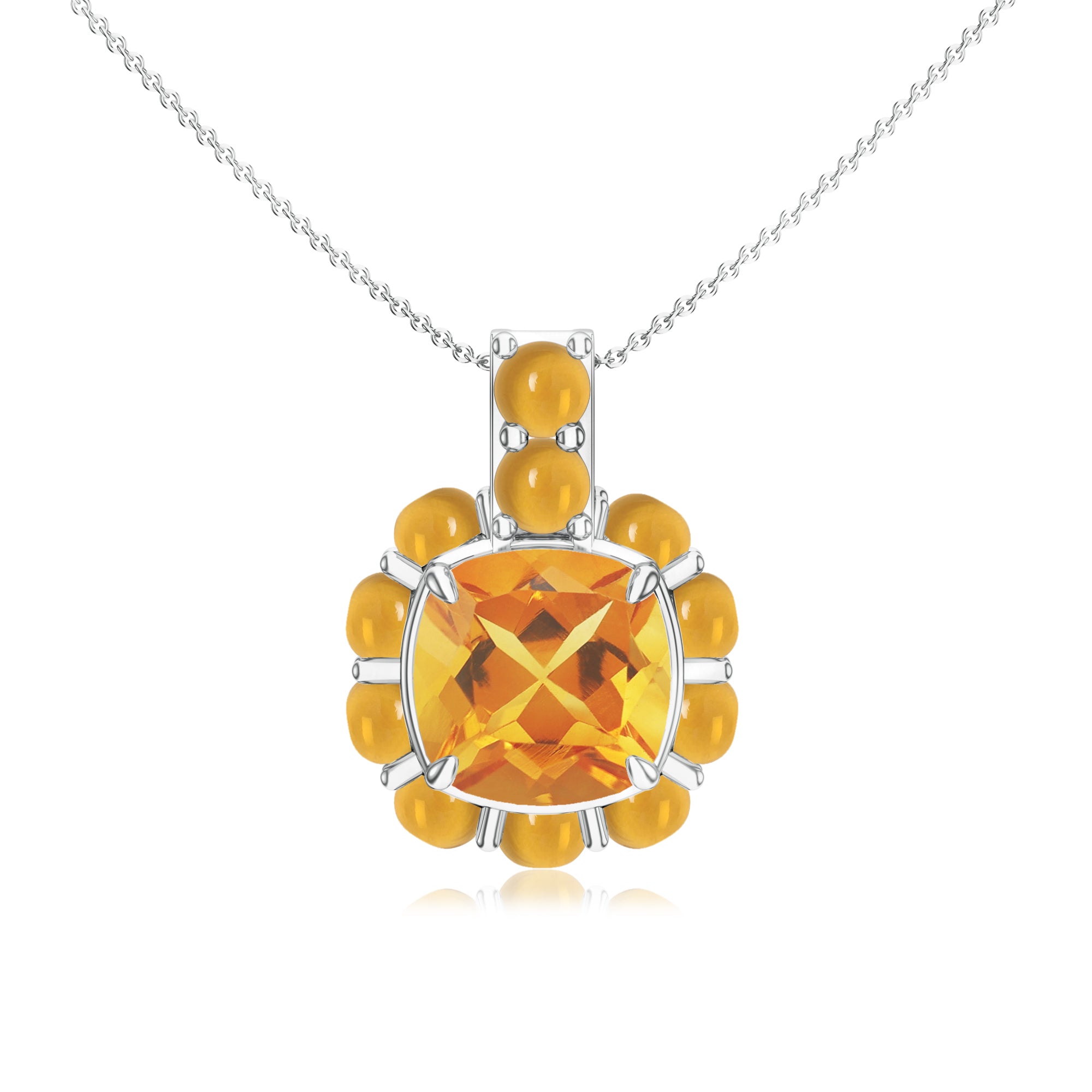 Cushion and Round-Shaped Citrine Silver Pendant