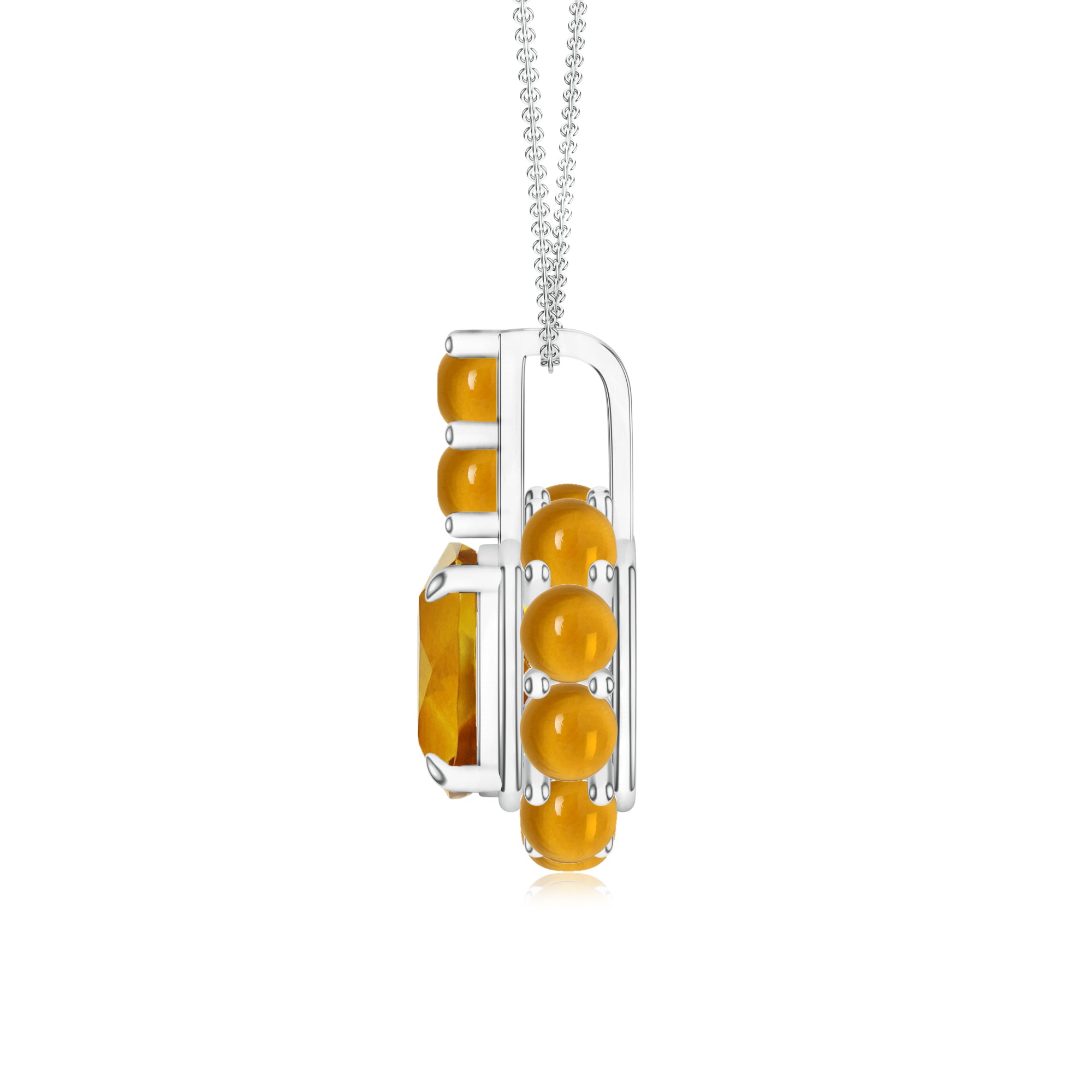 Cushion and Round-Shaped Citrine Silver Pendant