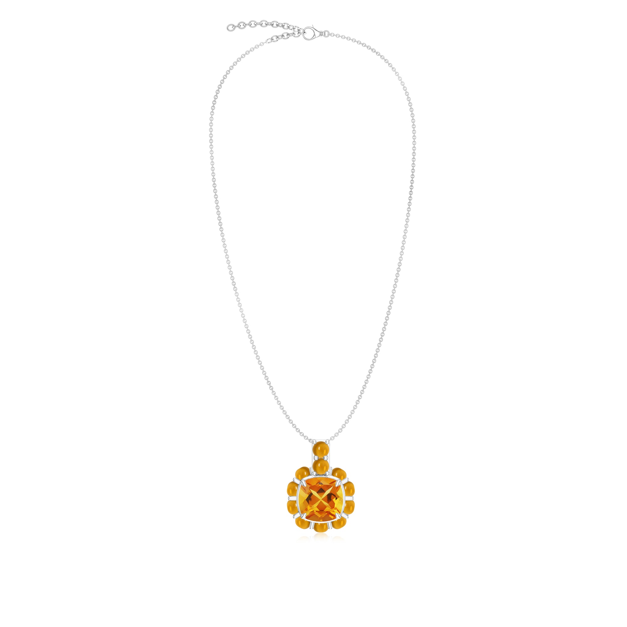 Cushion and Round-Shaped Citrine Silver Pendant