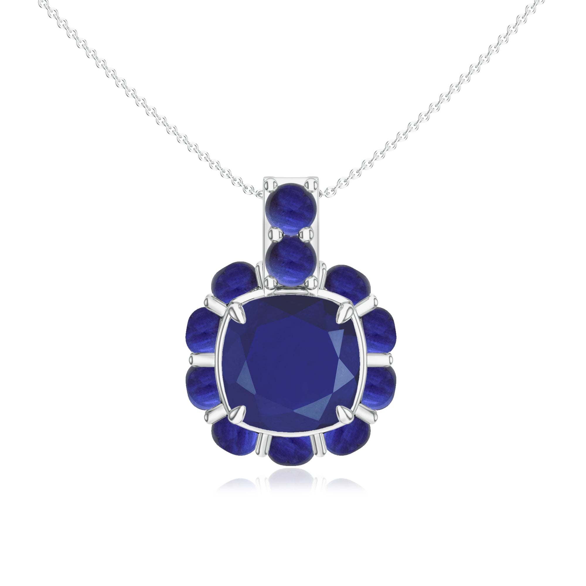 Cushion and Round-Shaped Rhodolite Iolite Silver Pendant