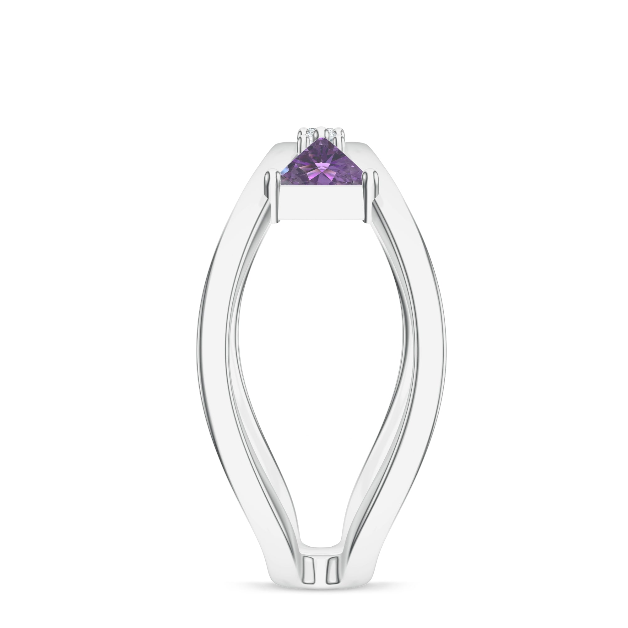 Adjustable Amethyst and Moissanite Silver Ring