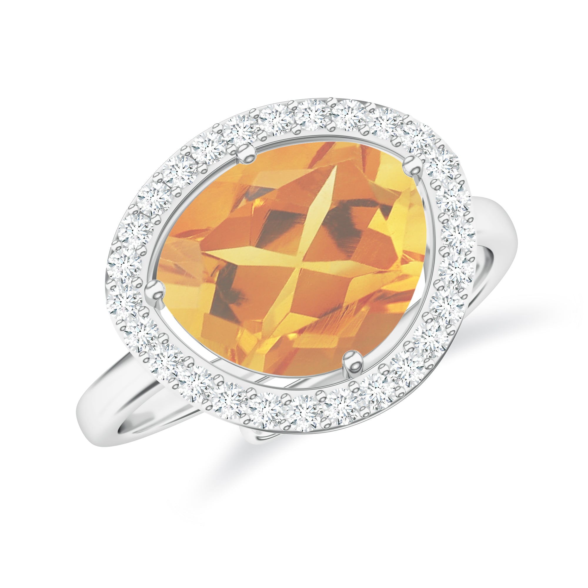 Elegant Citrine and Moissanite Silver Ring