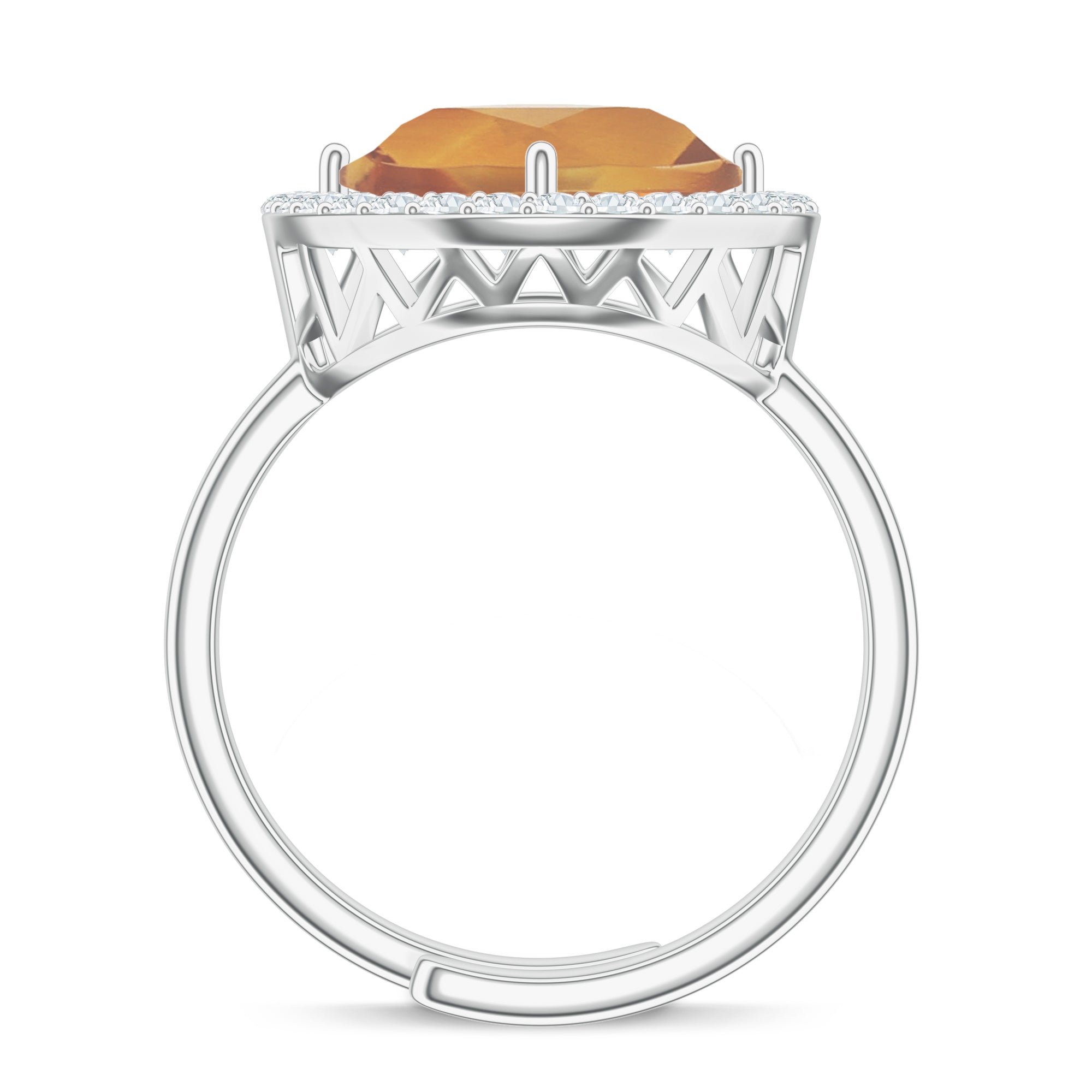 Elegant Citrine and Moissanite Silver Ring