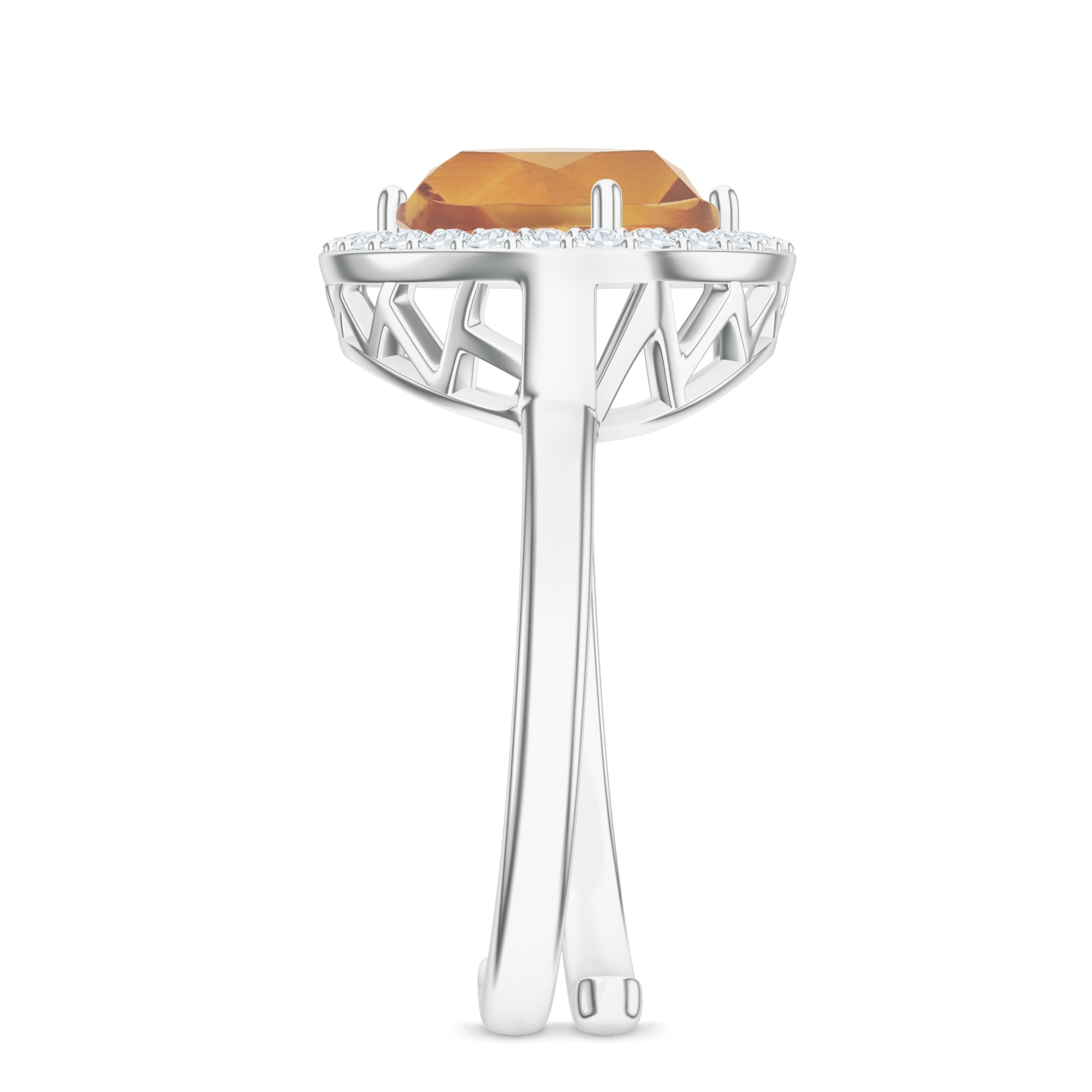 Elegant Citrine and Moissanite Silver Ring