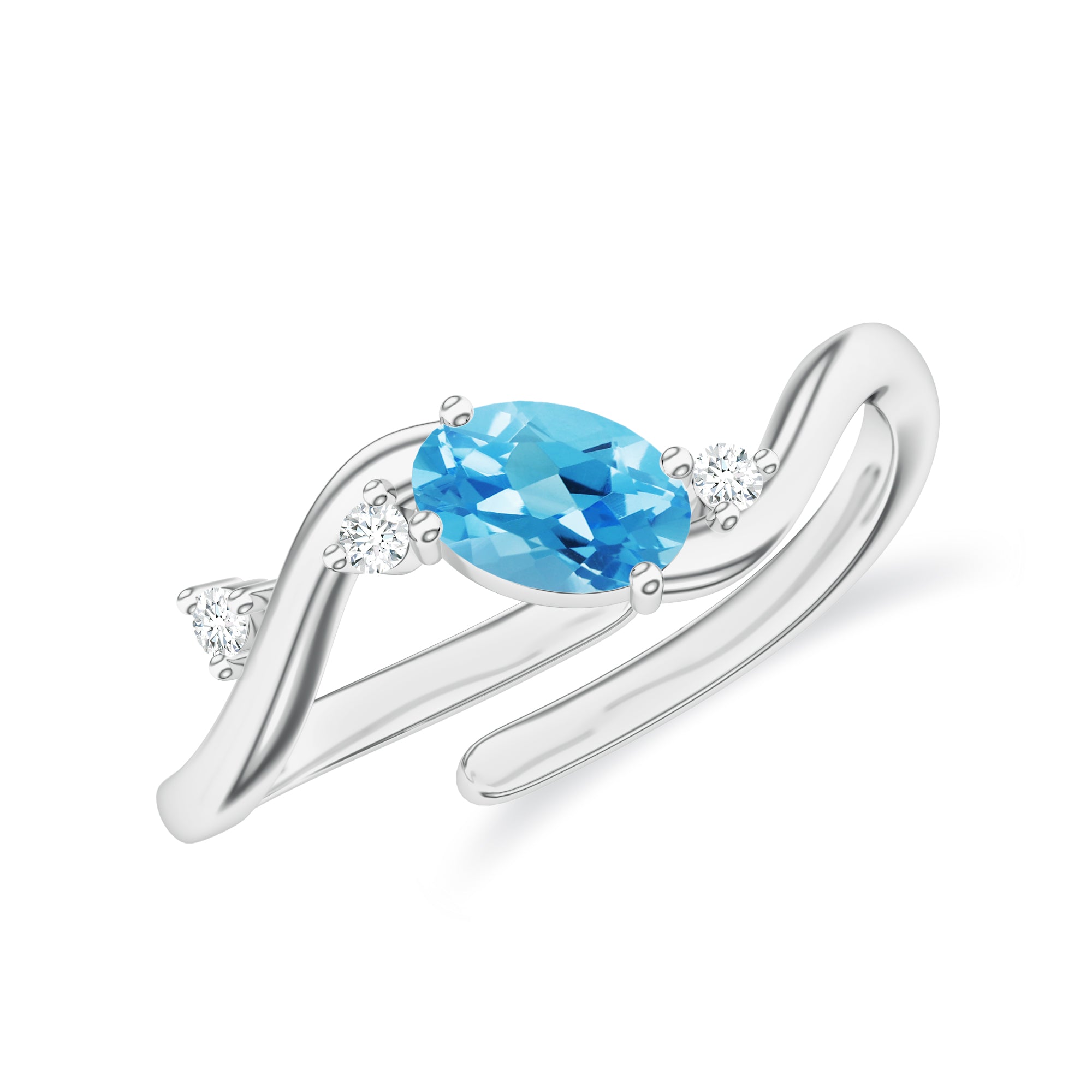 Abstract Blue Topaz Silver Ring