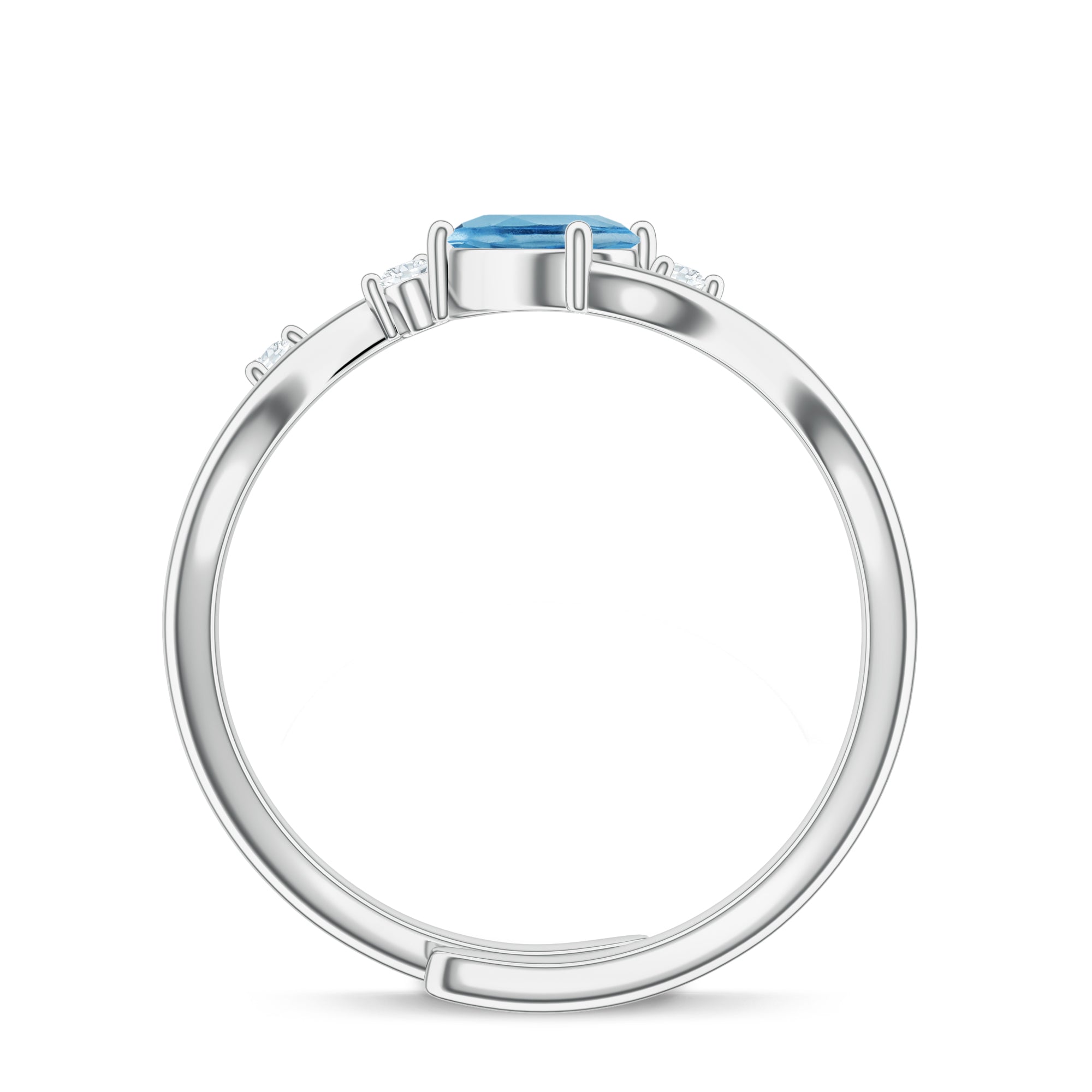 Abstract Blue Topaz Silver Ring