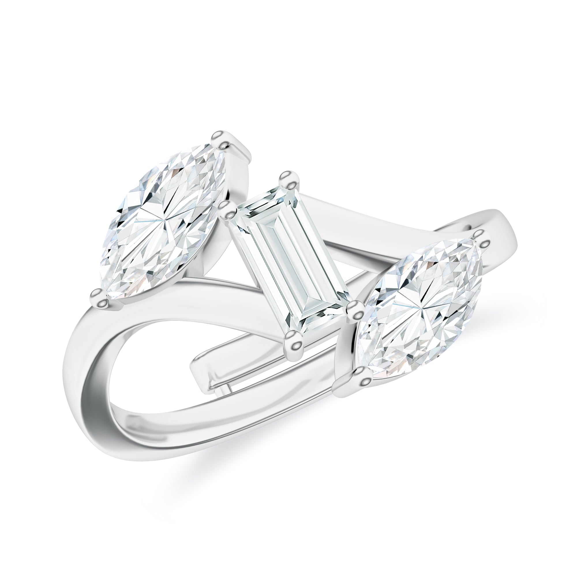 Moissanite Shapes Adjustable Silver Ring