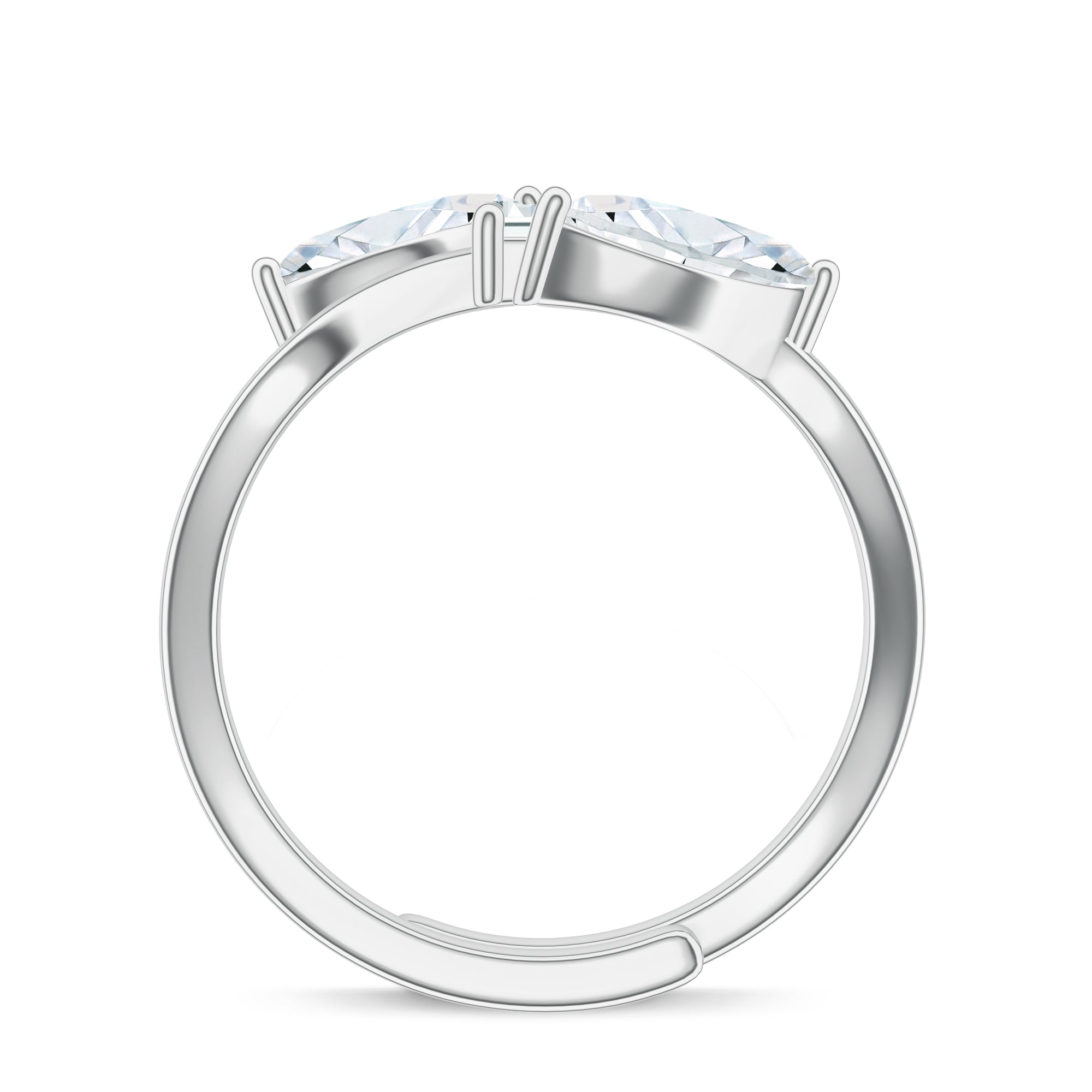 Moissanite Shapes Adjustable Silver Ring