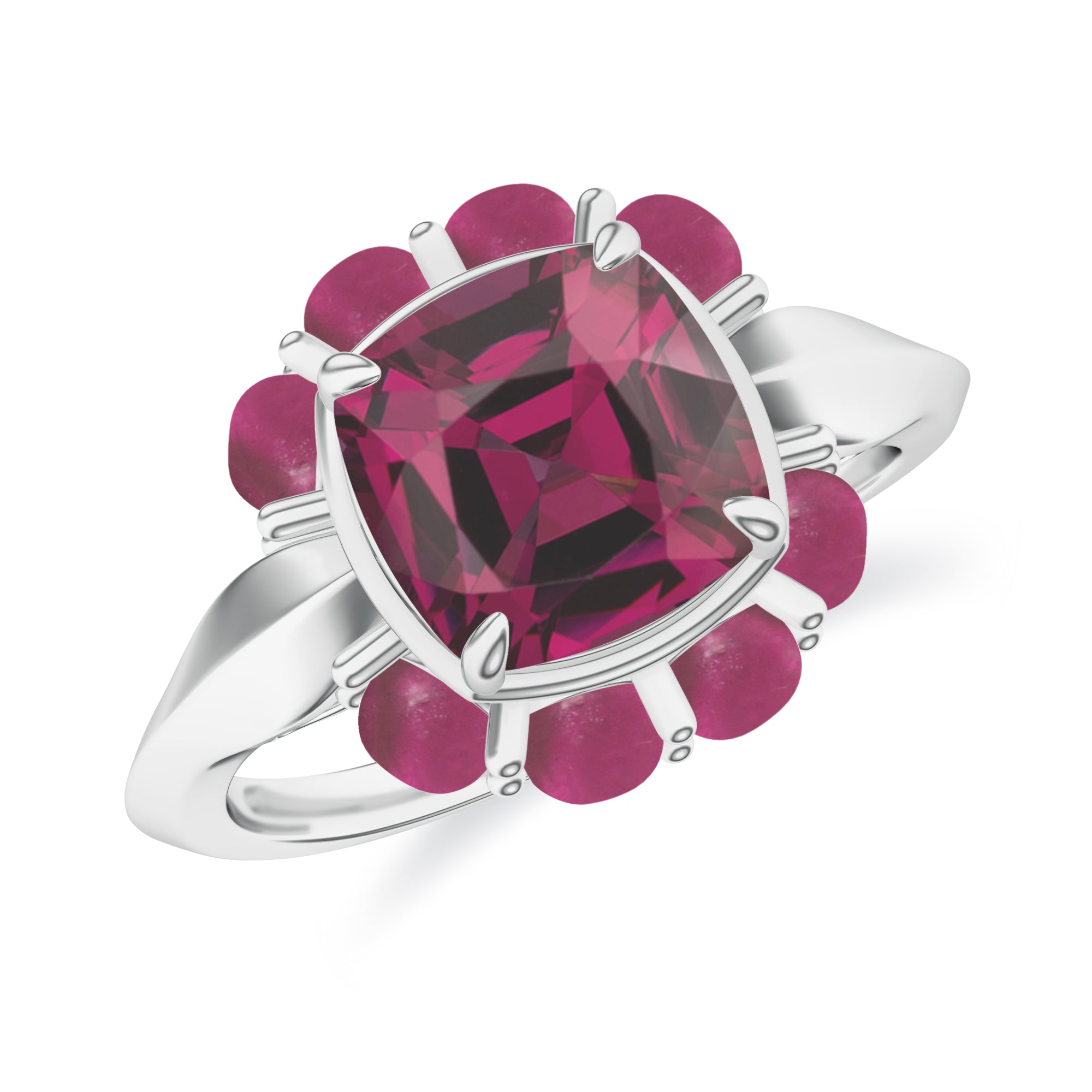 Rhodolite Garnet Silver Adjustable Ring