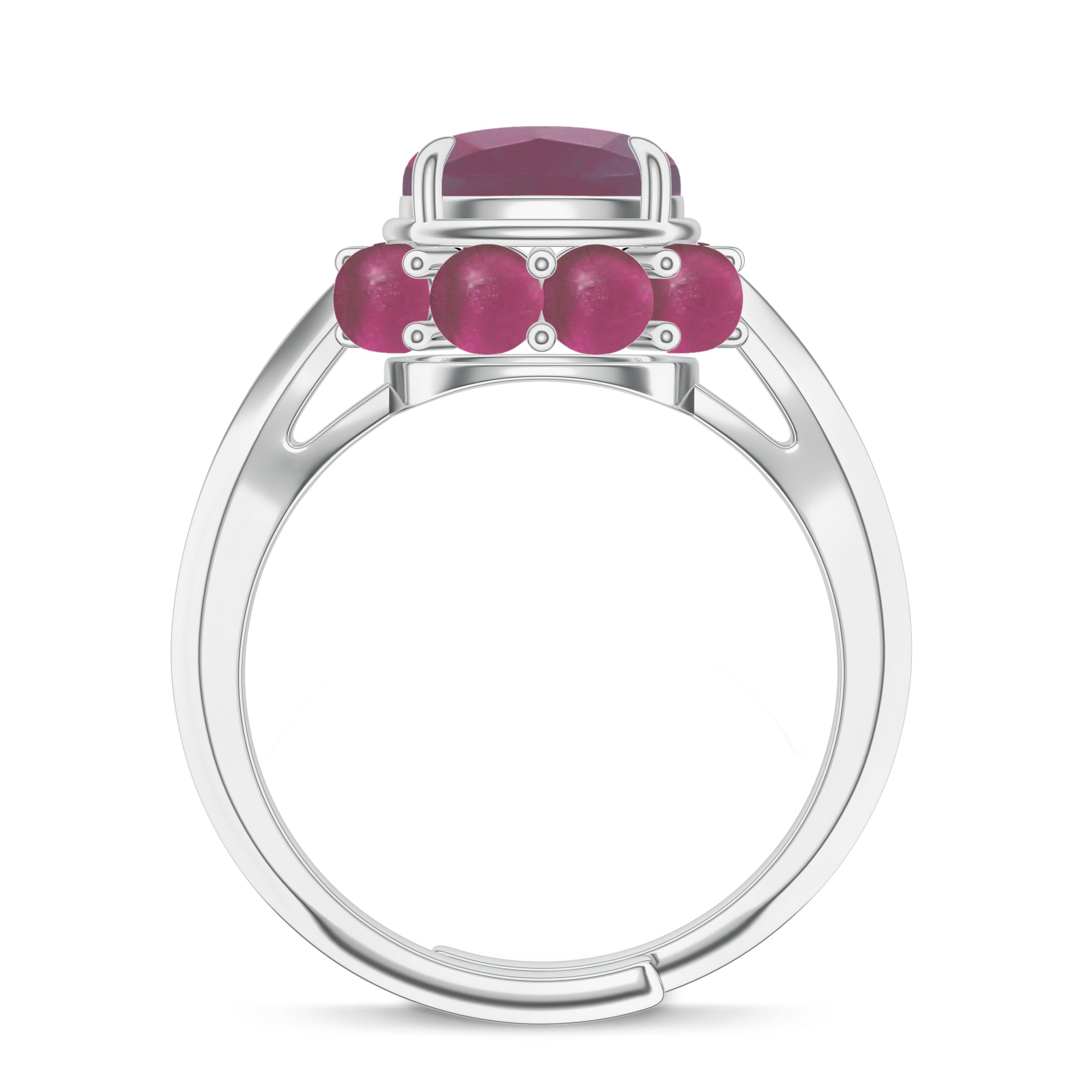 Rhodolite Garnet Silver Adjustable Ring