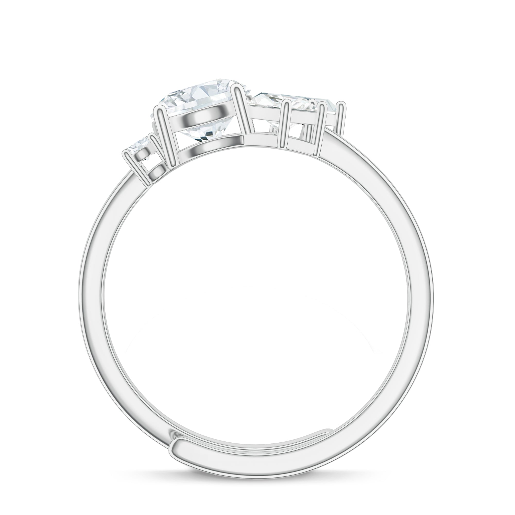 Abstract Moissanite Adjustable Silver Ring