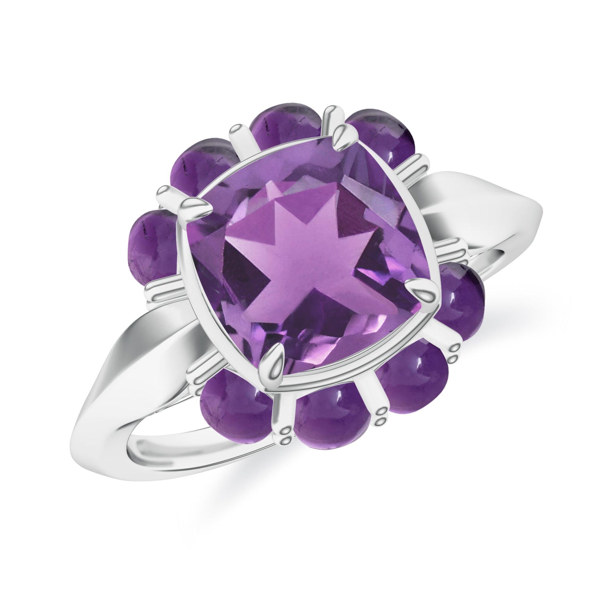 Amethyst Embellished Silver Adjustable Ring