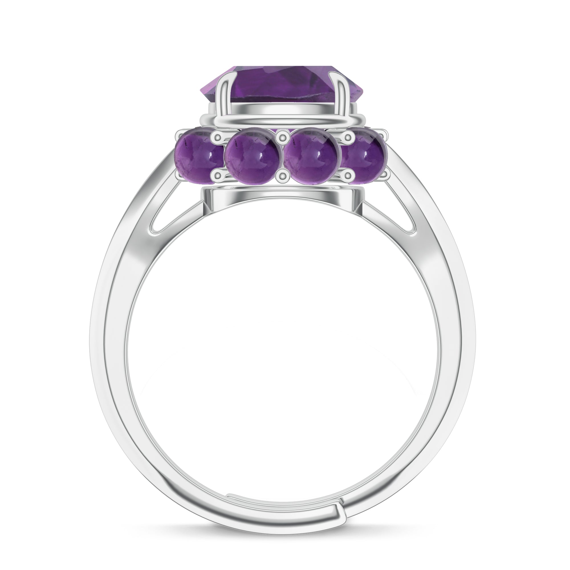 Amethyst Embellished Silver Adjustable Ring