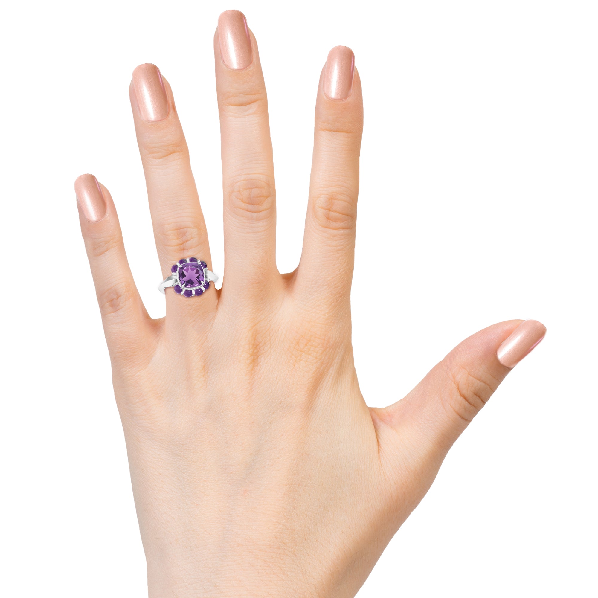 Amethyst Embellished Silver Adjustable Ring