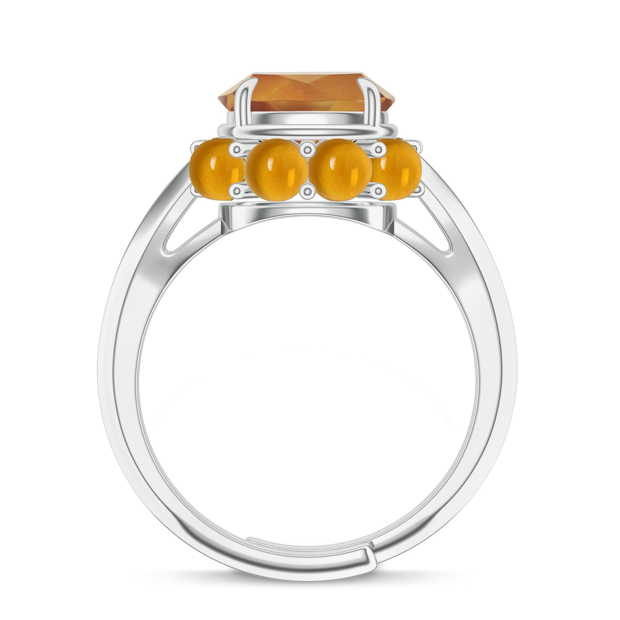 Citrine Embellished Silver Adjustable Ring