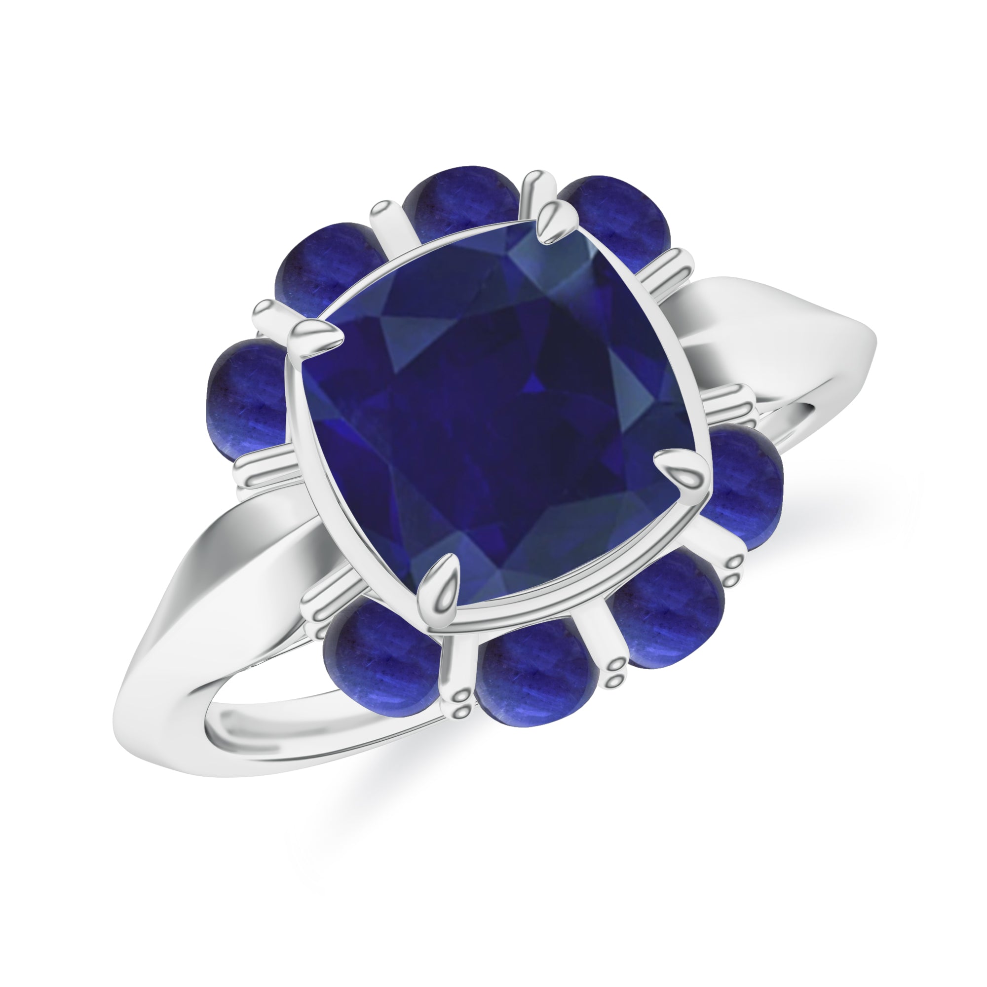 Adjustable Silver Ring with Iolite Stones