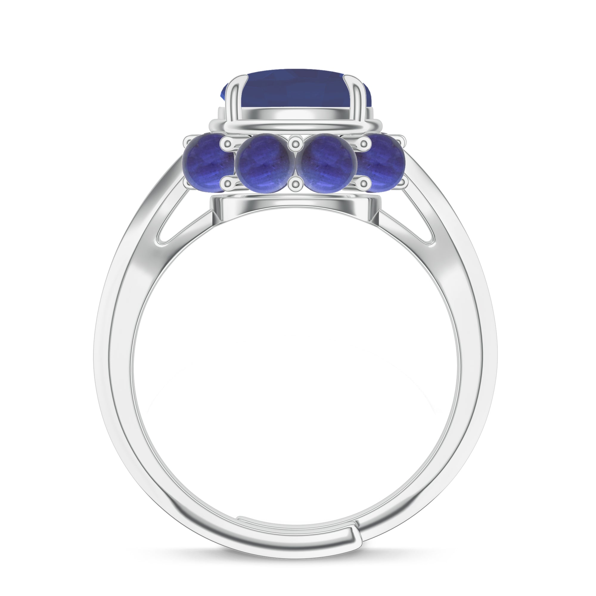 Adjustable Silver Ring with Iolite Stones