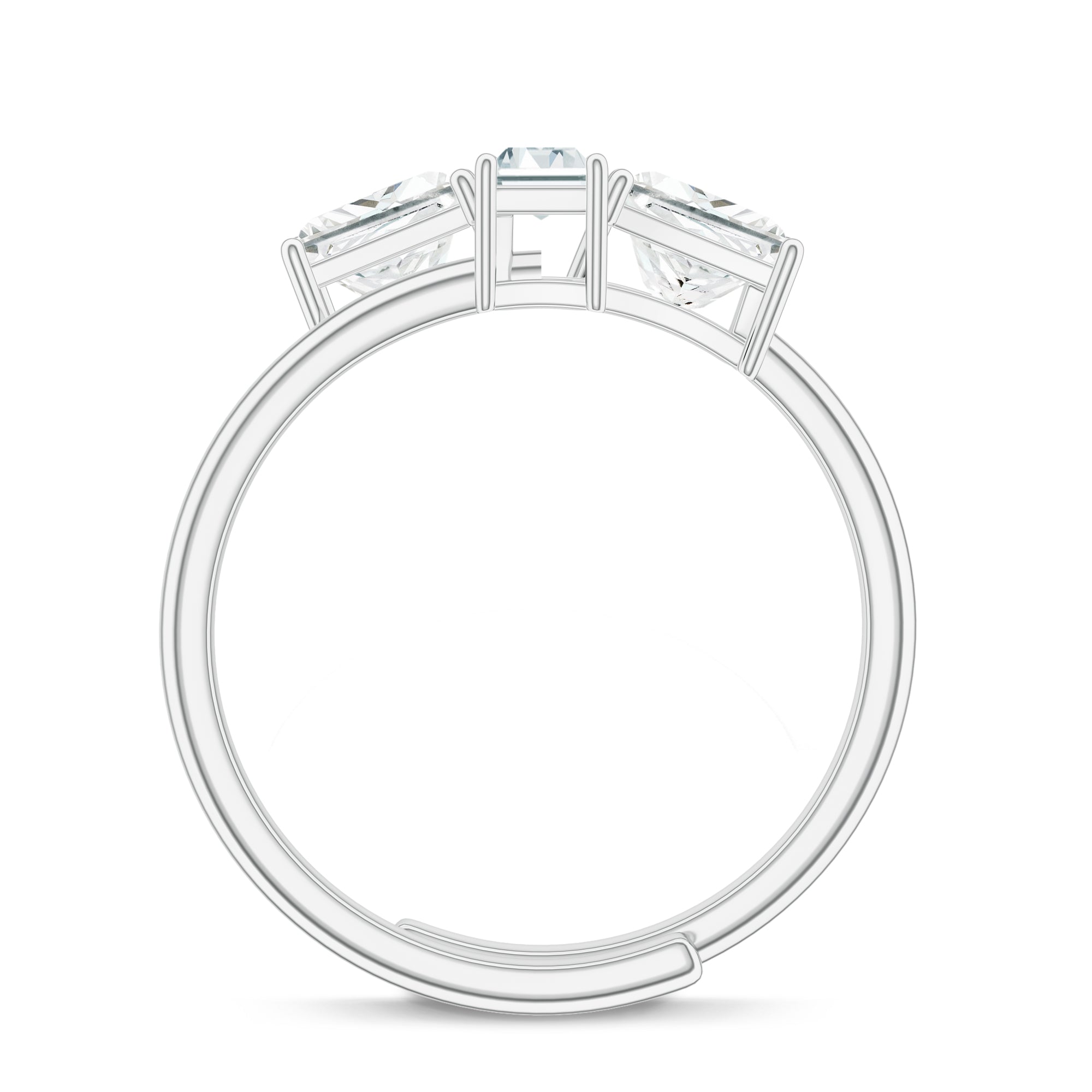 Adjustable Silver Ring with Moissanites