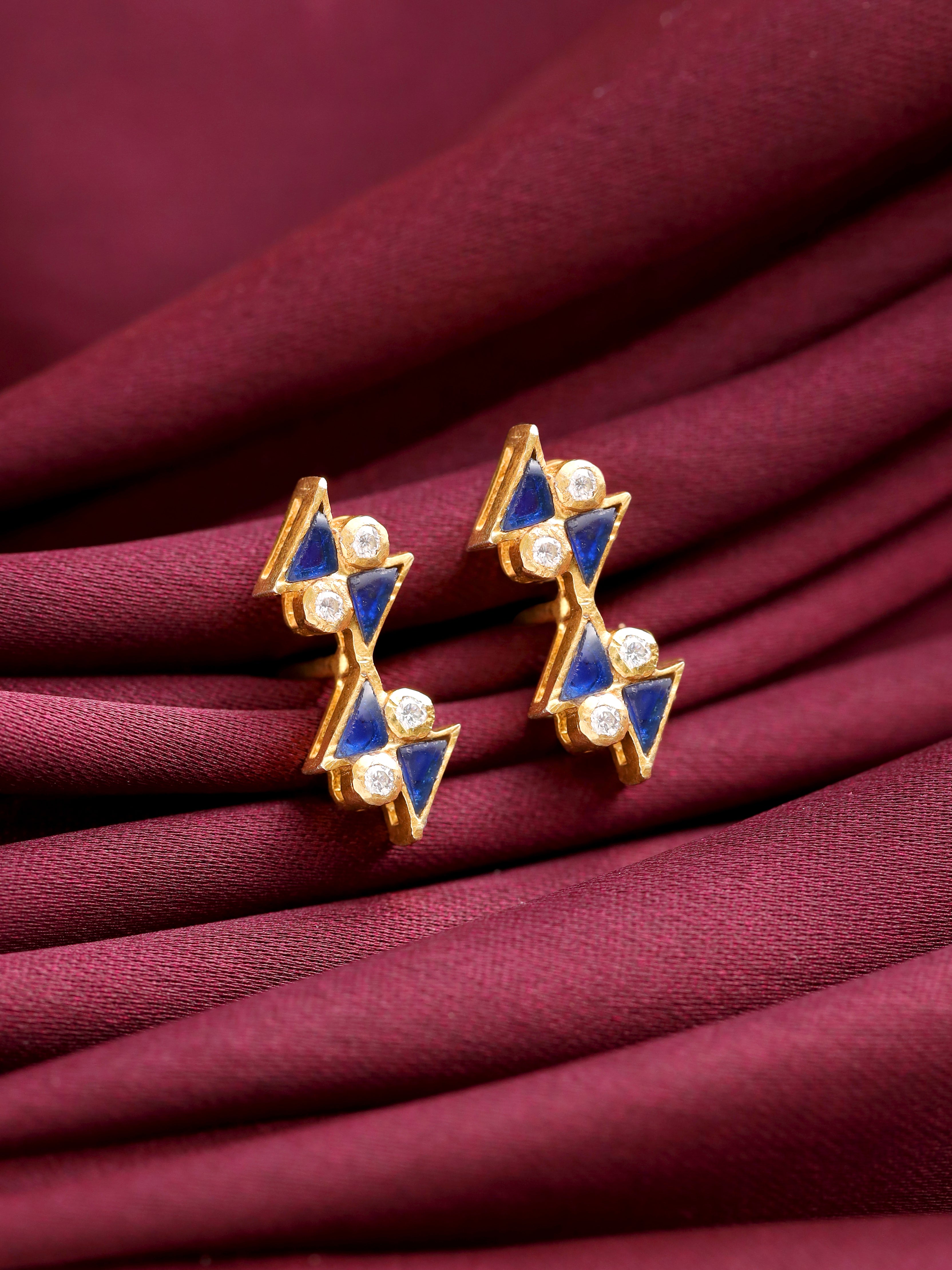 Zig-Zag Blue Talphe Stud Earrings