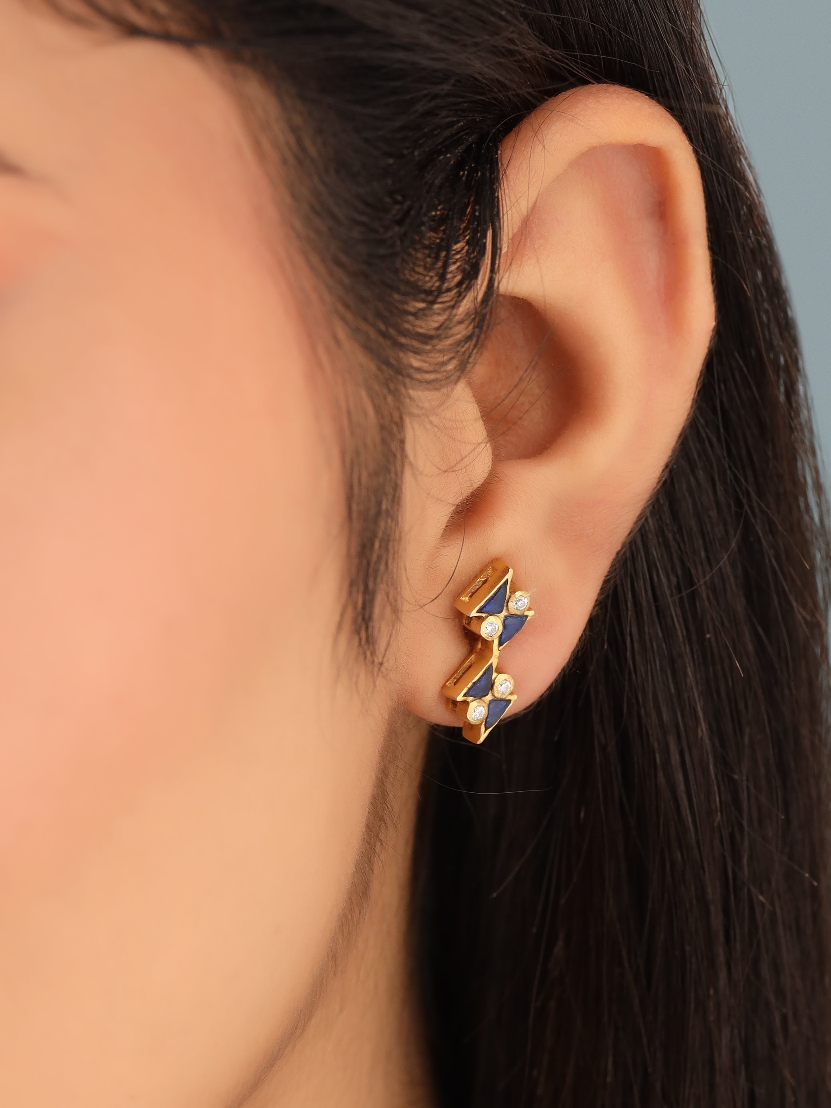 Zig-Zag Blue Talphe Stud Earrings