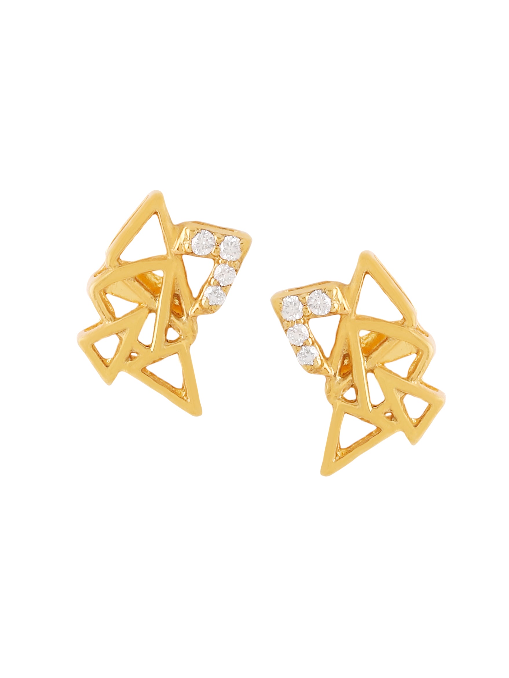 Symmetrical Gold-Plated Stud Earrings