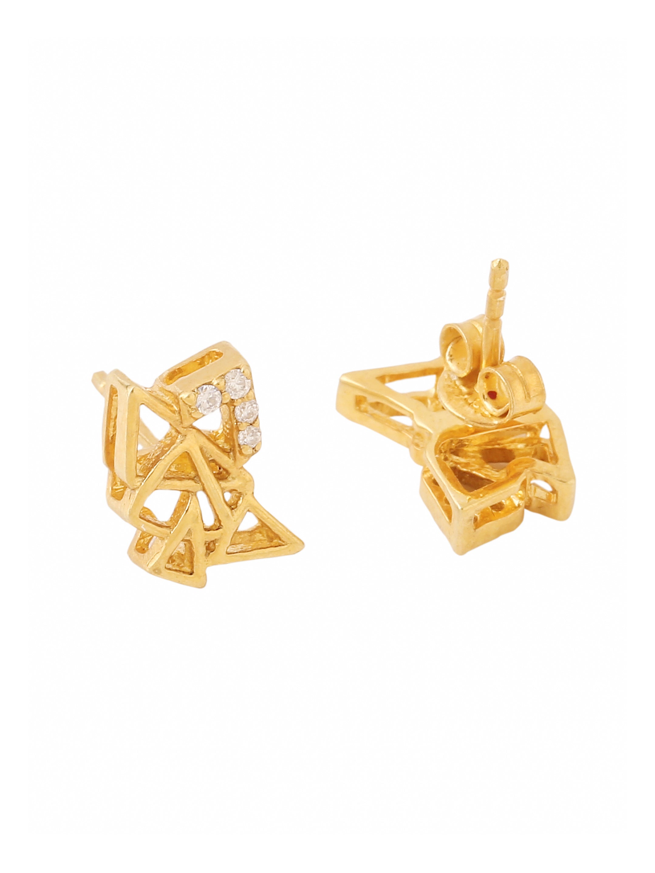 Symmetrical Gold-Plated Stud Earrings