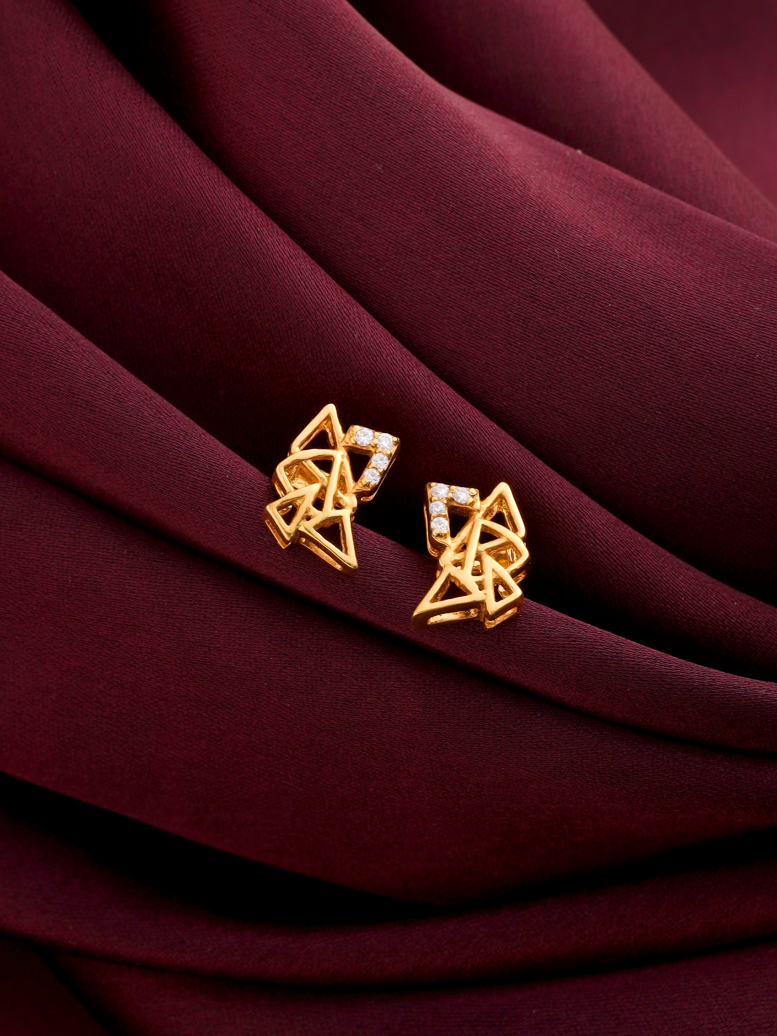 Symmetrical Gold-Plated Stud Earrings