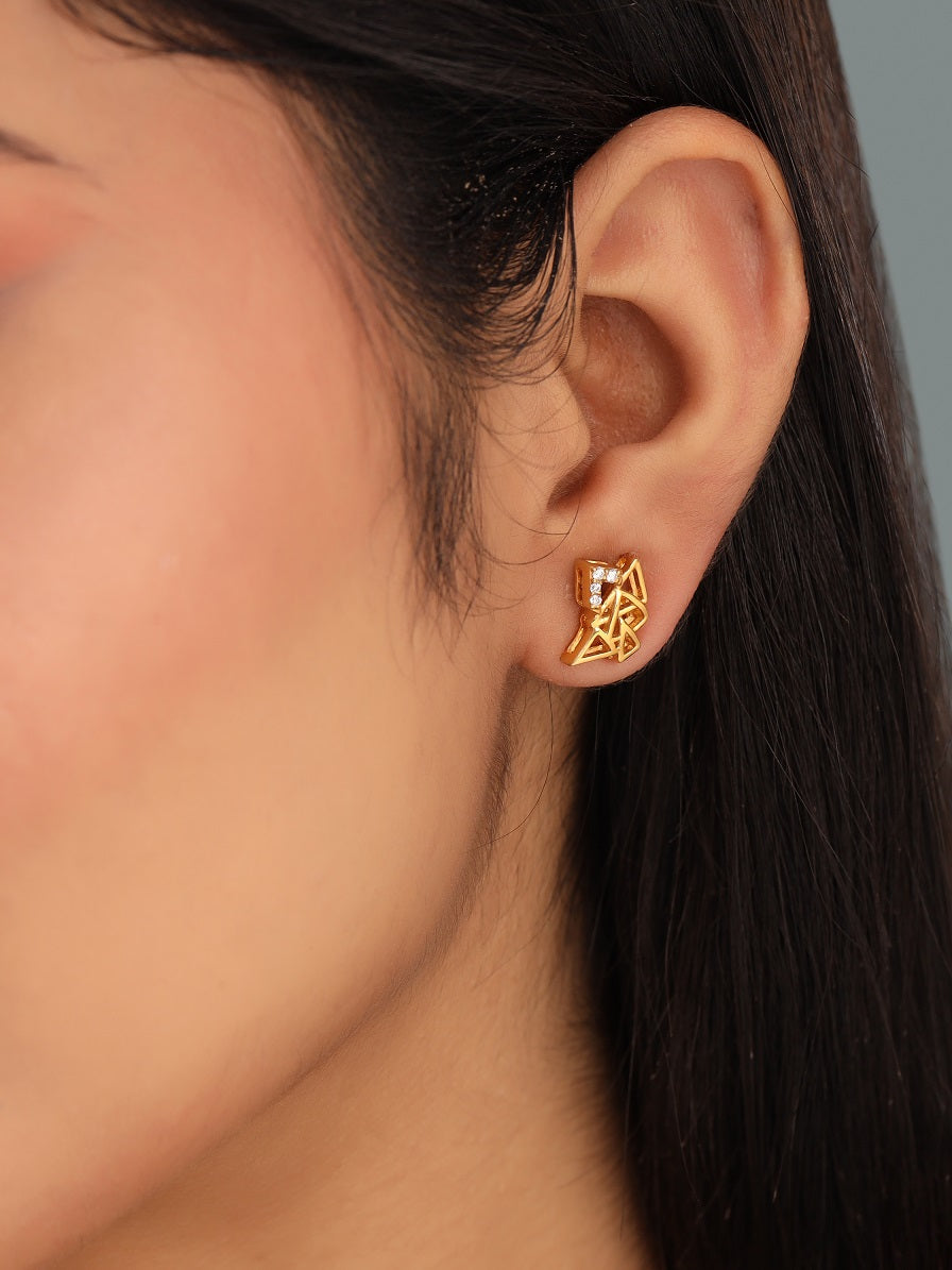 Symmetrical Gold-Plated Stud Earrings