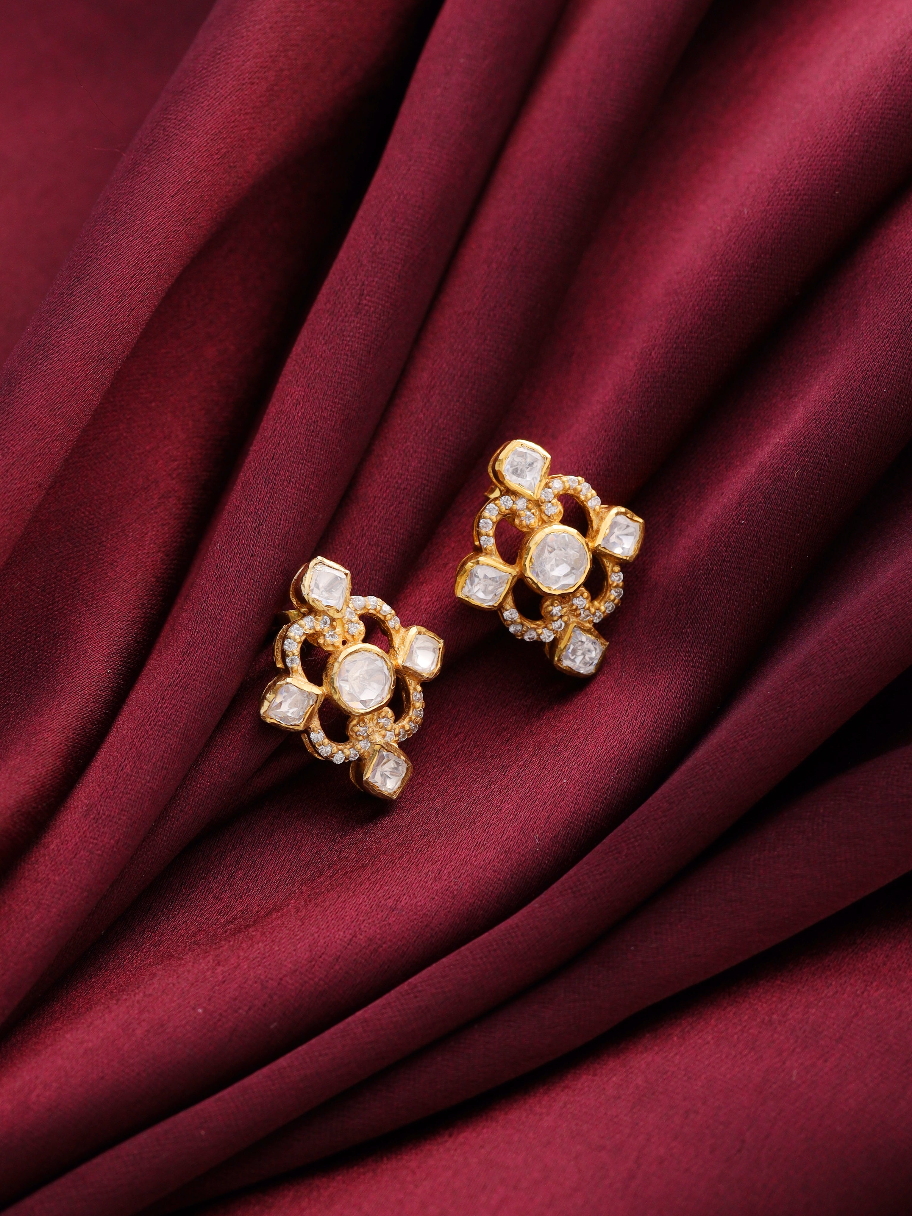 Golden Sparkle Stud Earrings
