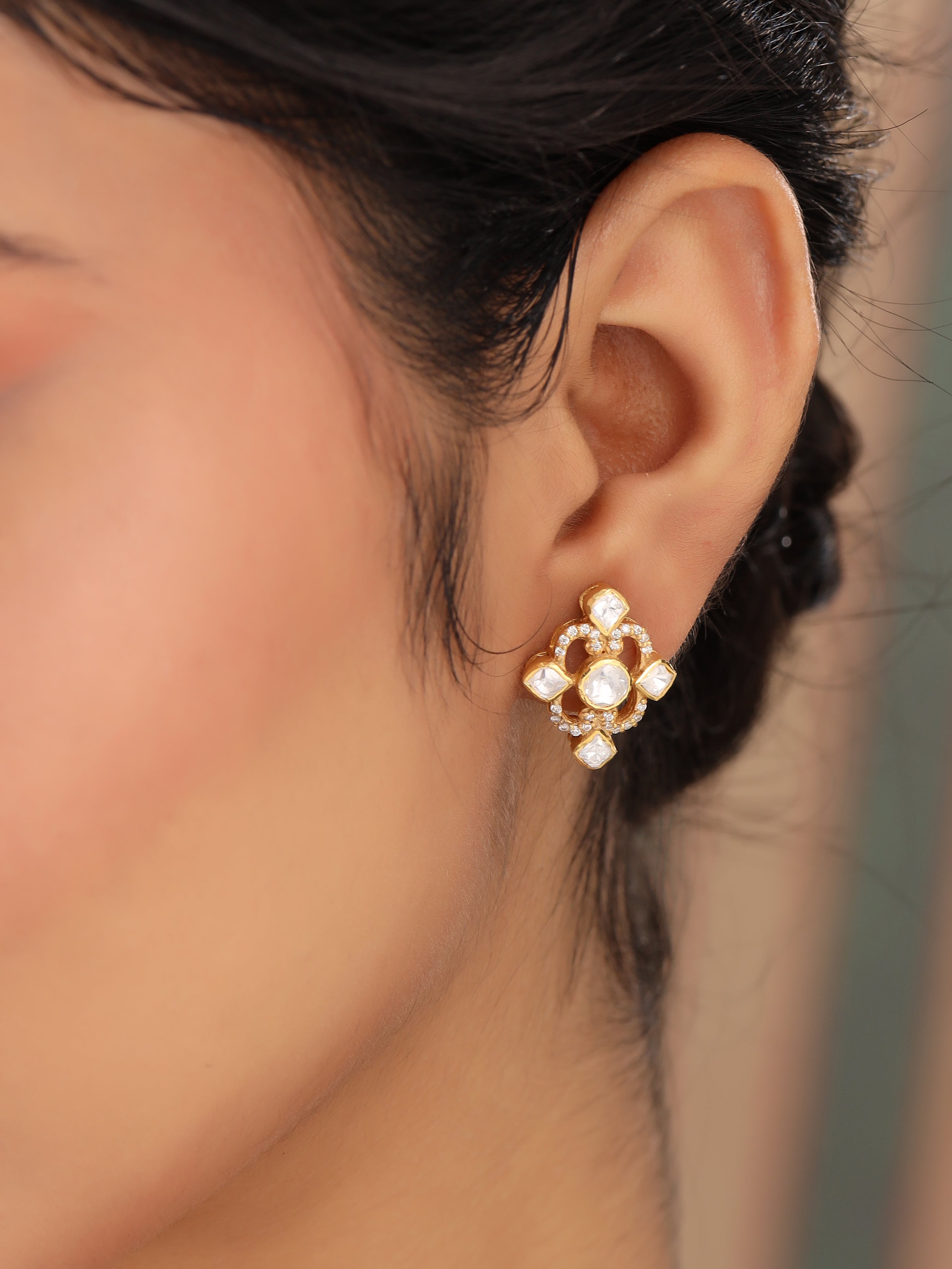 Golden Sparkle Stud Earrings