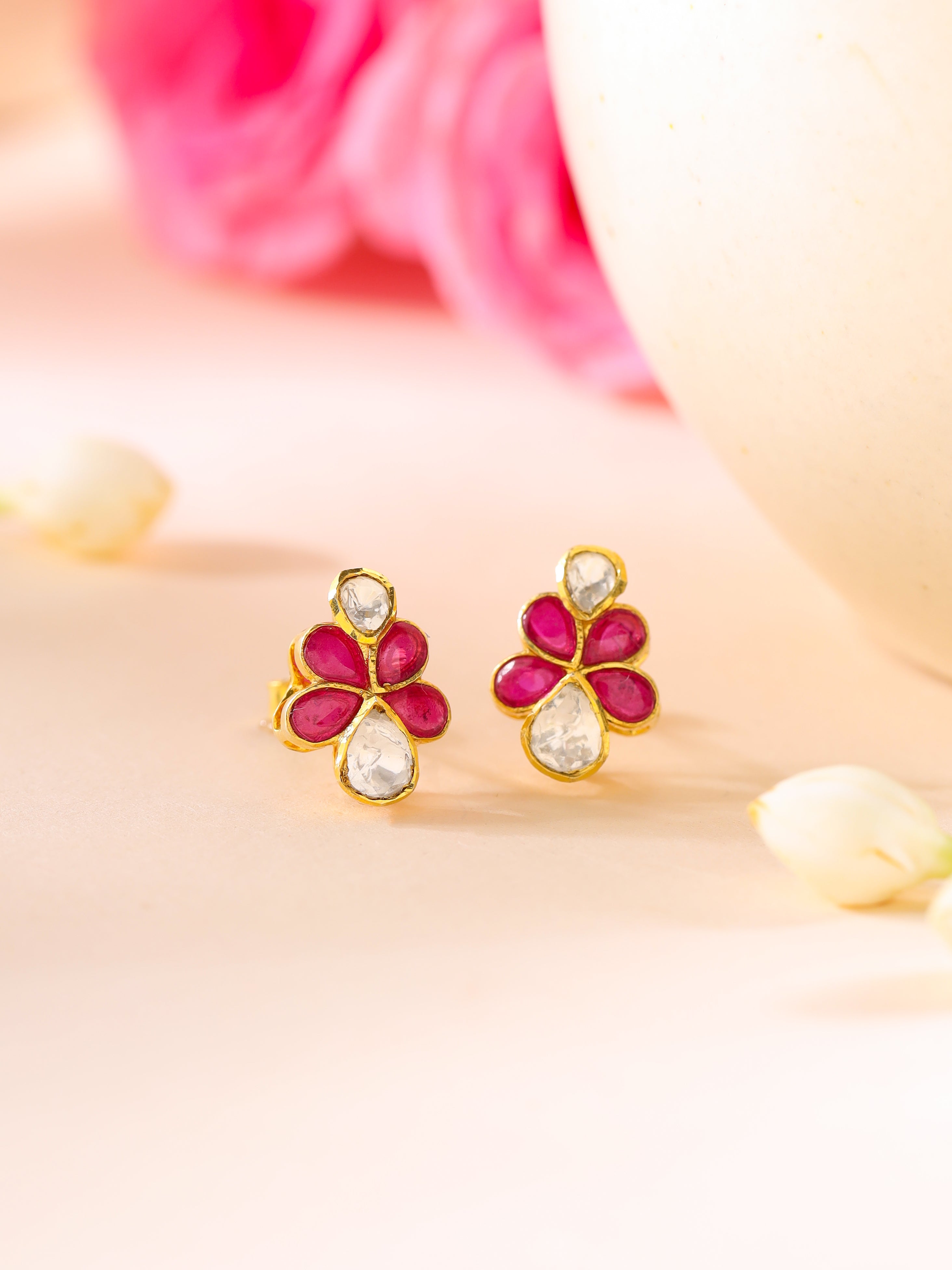 Golden Floral Sparkle Earings