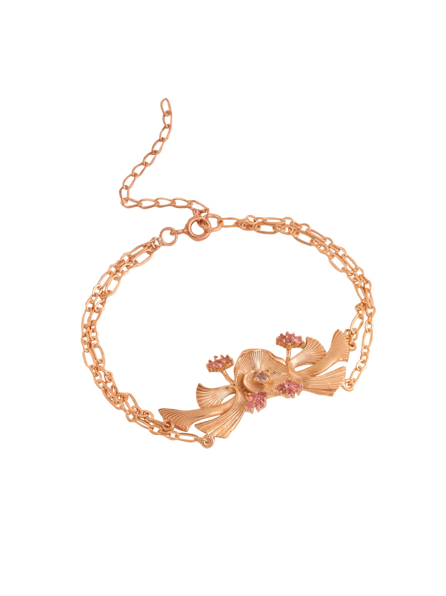 Kicky and Perky 925 Sterling silver Rose Gold Tanzanite & Tourmaline Floral Bracelet for Women