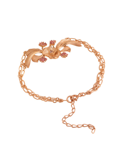 Kicky and Perky 925 Sterling silver Rose Gold Tanzanite & Tourmaline Floral Bracelet for Women